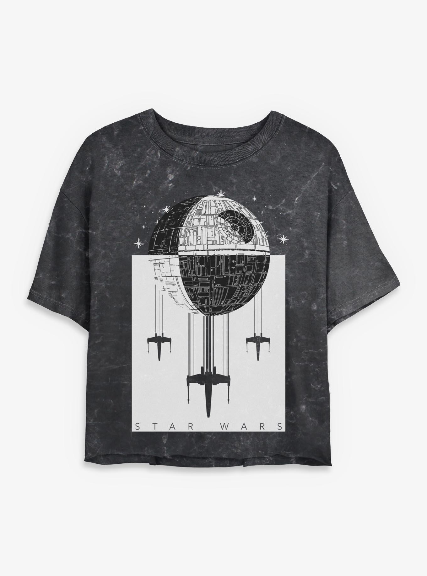 Star Wars Death Star Battle Mineral Wash Womens Crop T-Shirt, , hi-res