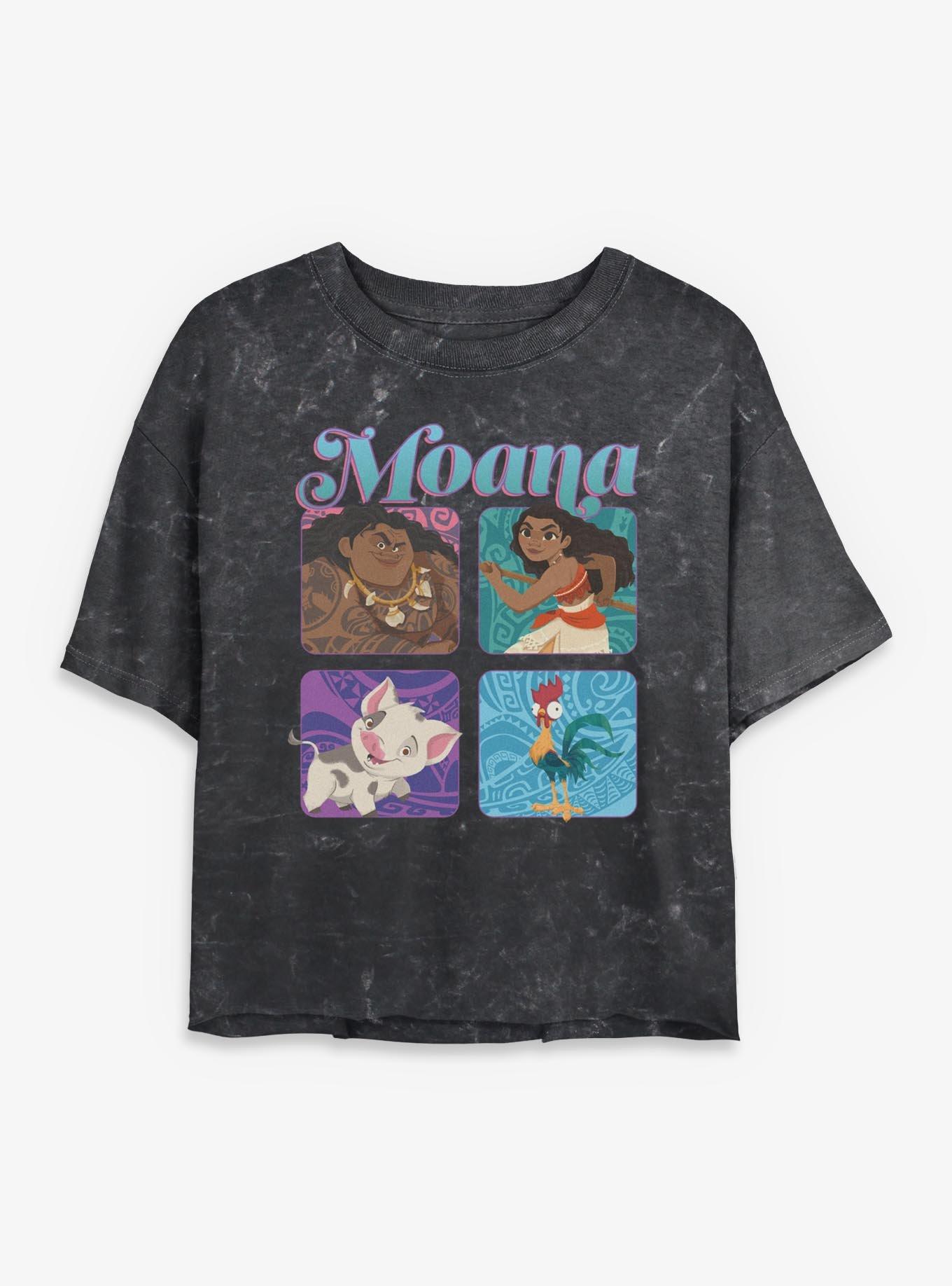 Disney Moana Boxed Up Characters Mineral Wash Womens Crop T-Shirt, , hi-res