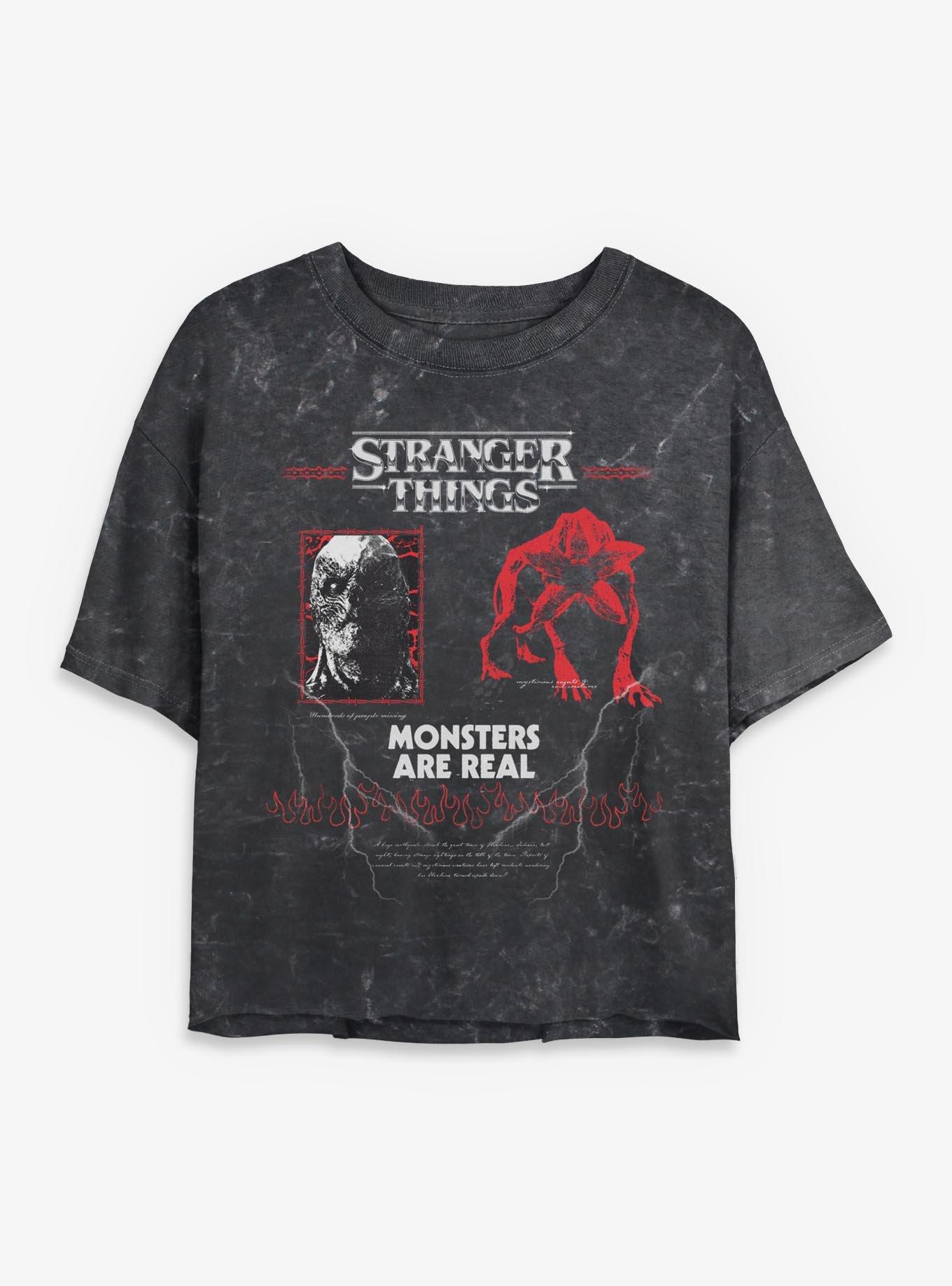 Stranger Things Vecna & Demogorgon Monsters Are Real Mineral Wash Womens Crop T-Shirt, , hi-res