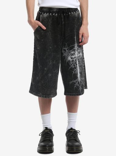 Cross Cyber Sigil Dark Wash Lounge Shorts | Hot Topic