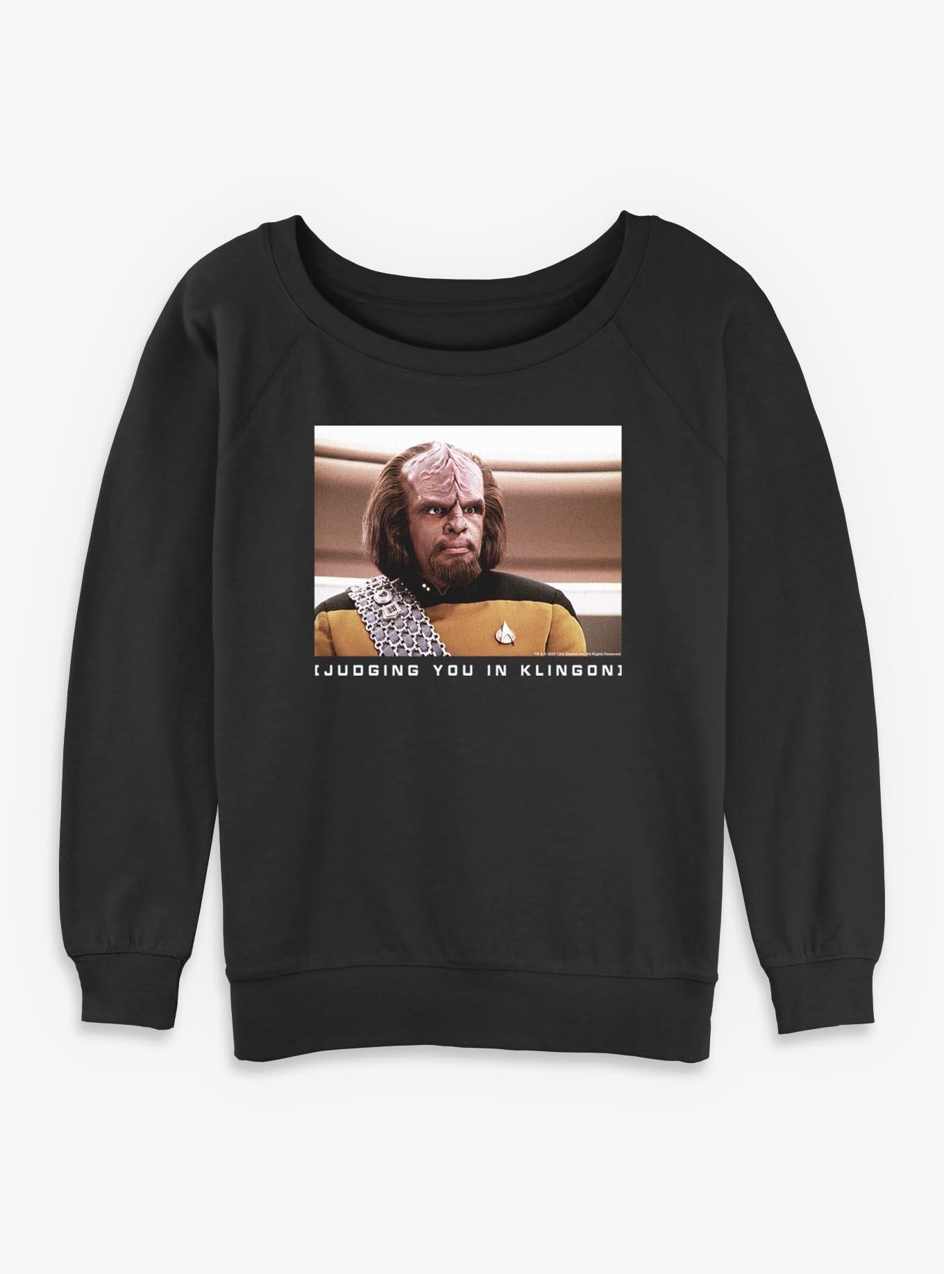 Star Trek Worf Judging You In Klingon Womens Slouchy Sweatshirt, , hi-res