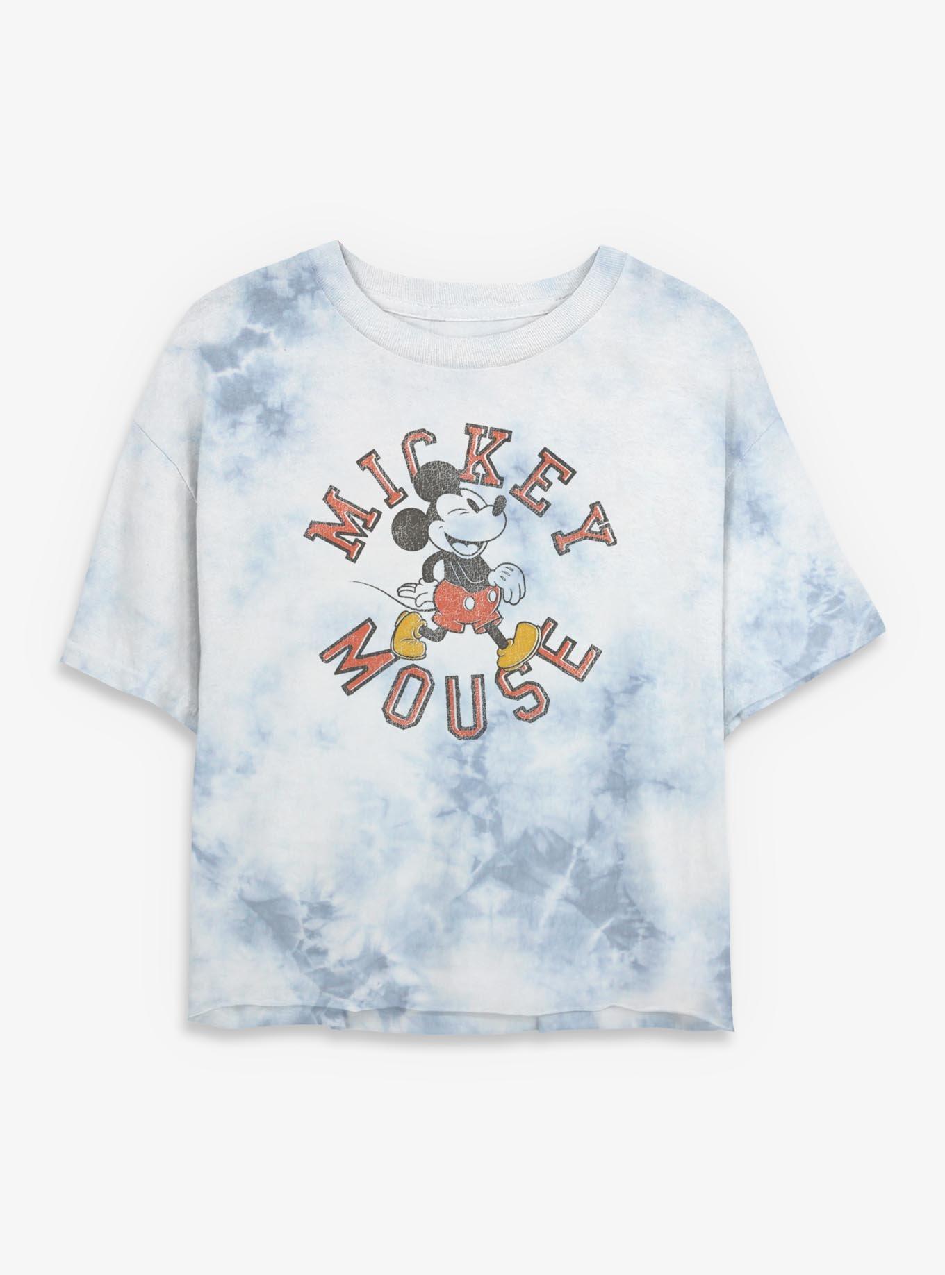 Disney Mickey Mouse Collegiate Tie Dye Crop Womens T-Shirt, , hi-res
