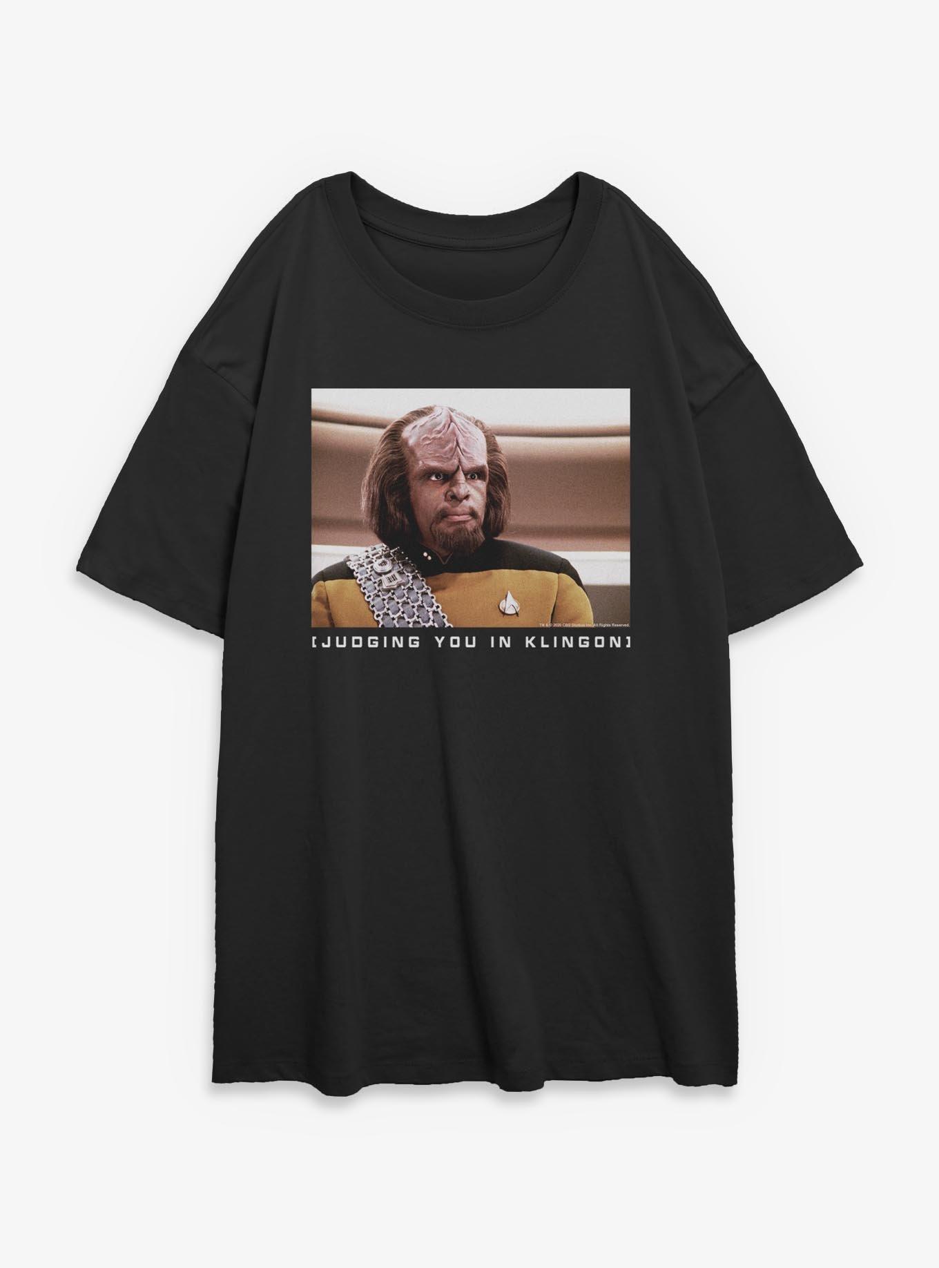 Star Trek Worf Judging You In Klingon Womens Oversized T-Shirt, , hi-res