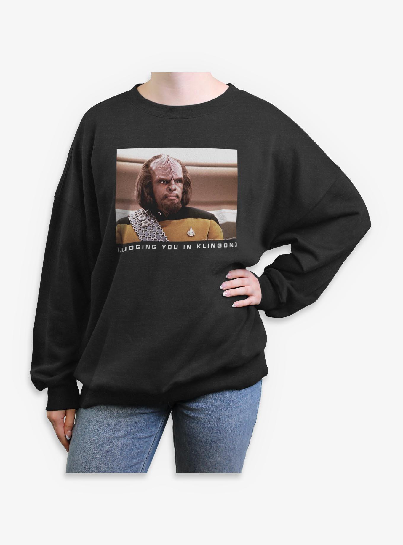 Star Trek Worf Judging You In Klingon Womens Oversized Sweatshirt, , hi-res