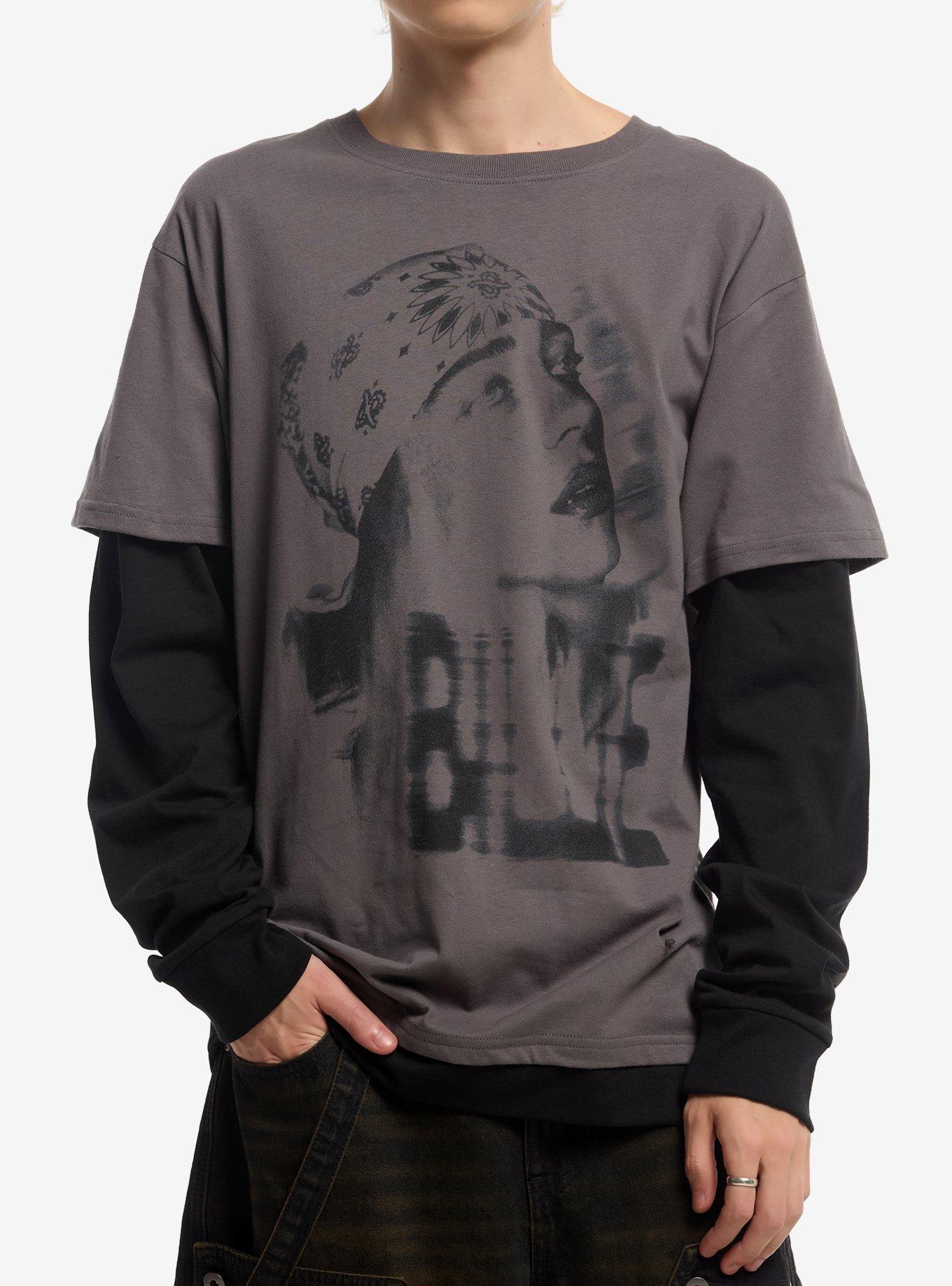 Billie Eilish Faded Portrait Name Twofer Long-Sleeve T-Shirt, , hi-res