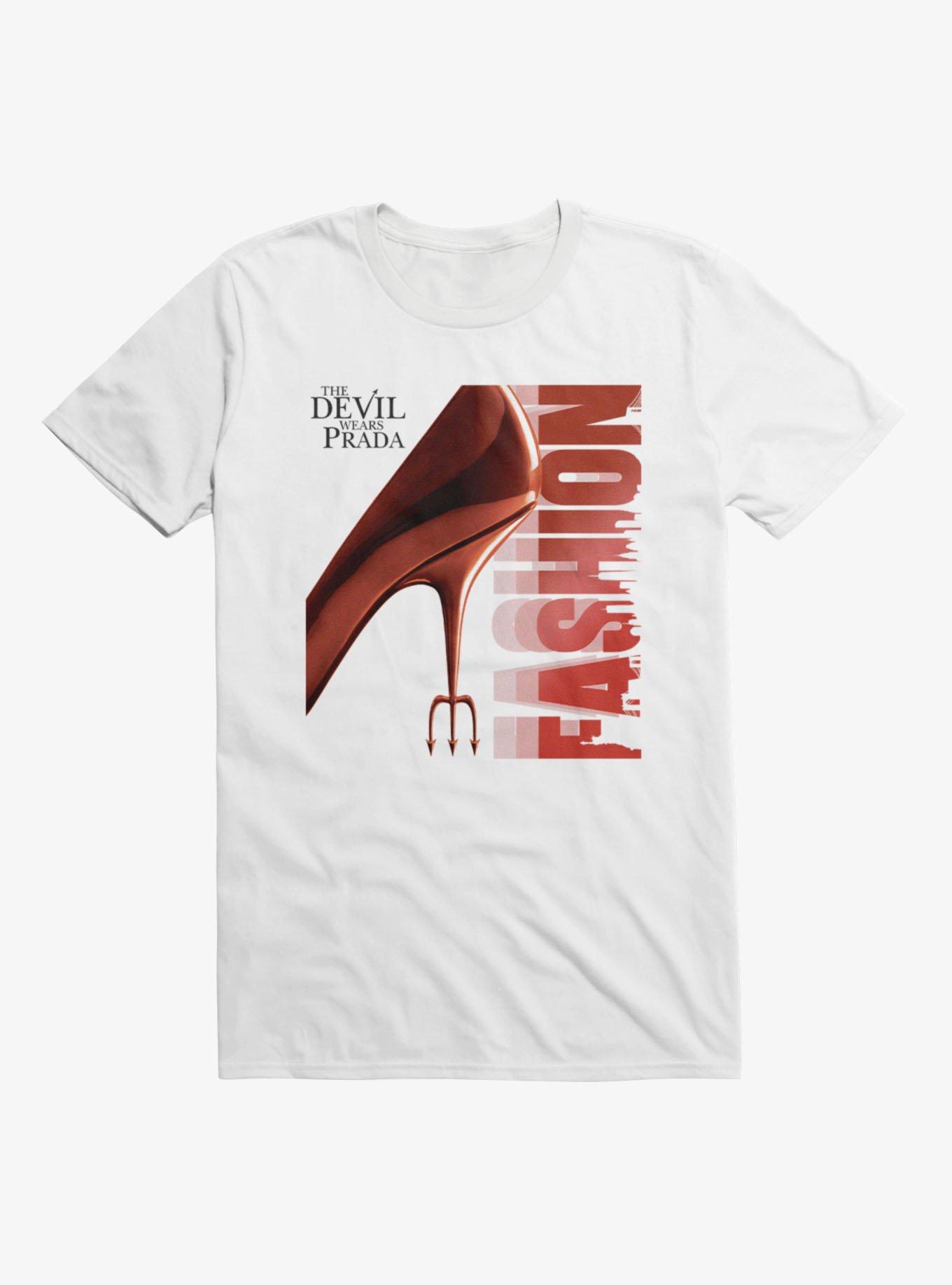 The Devil Wears Prada New York Skyline Fashion Heel T-Shirt, WHITE, hi-res