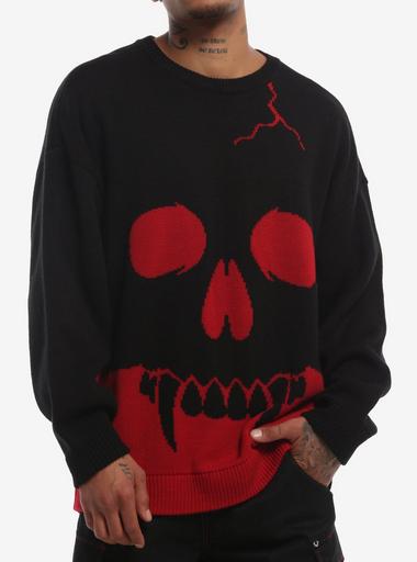 Red Vampire Skull Intarsia Sweater | Hot Topic
