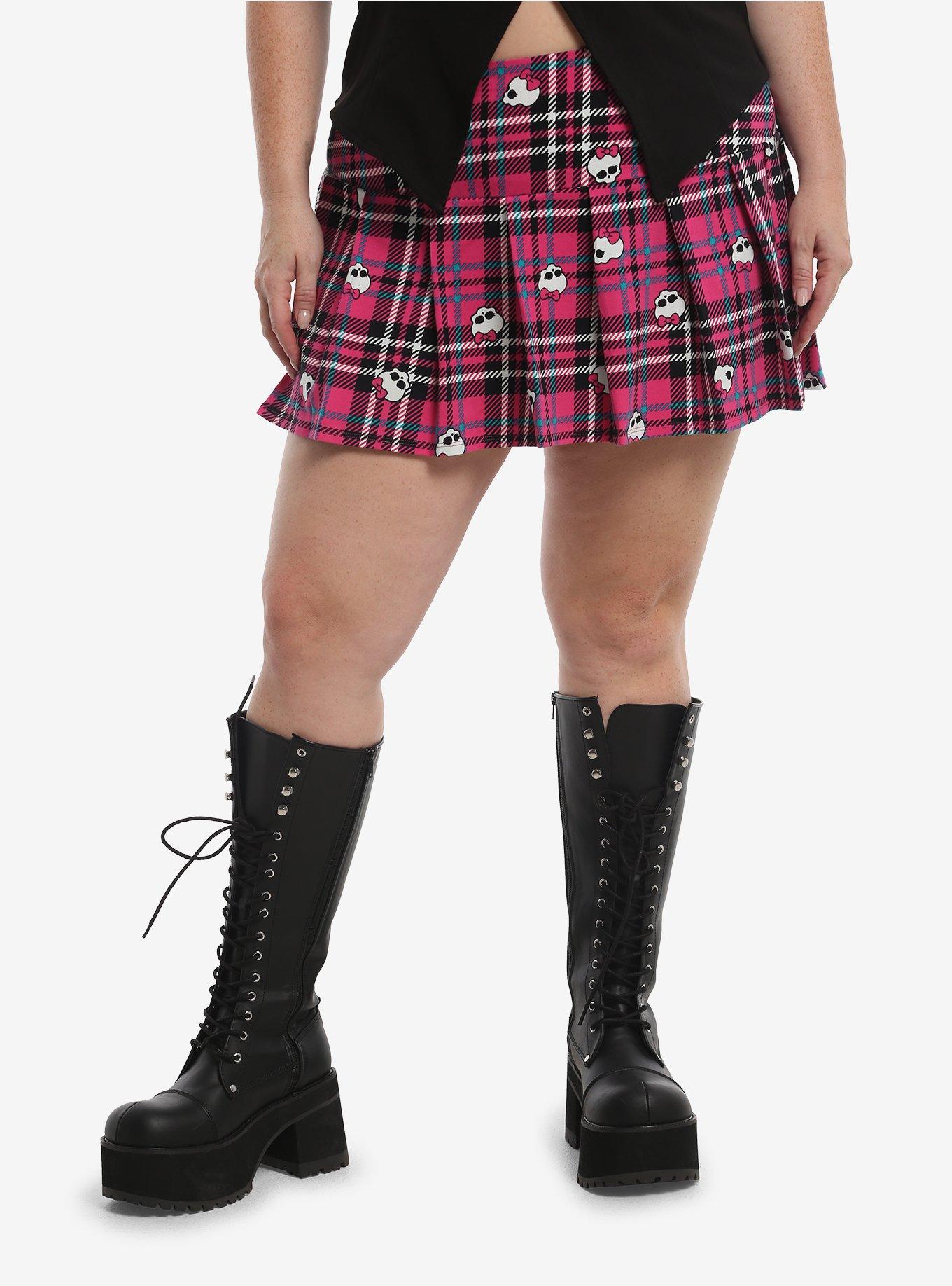 Monster High Pink Plaid Skullette Skirt Plus Size