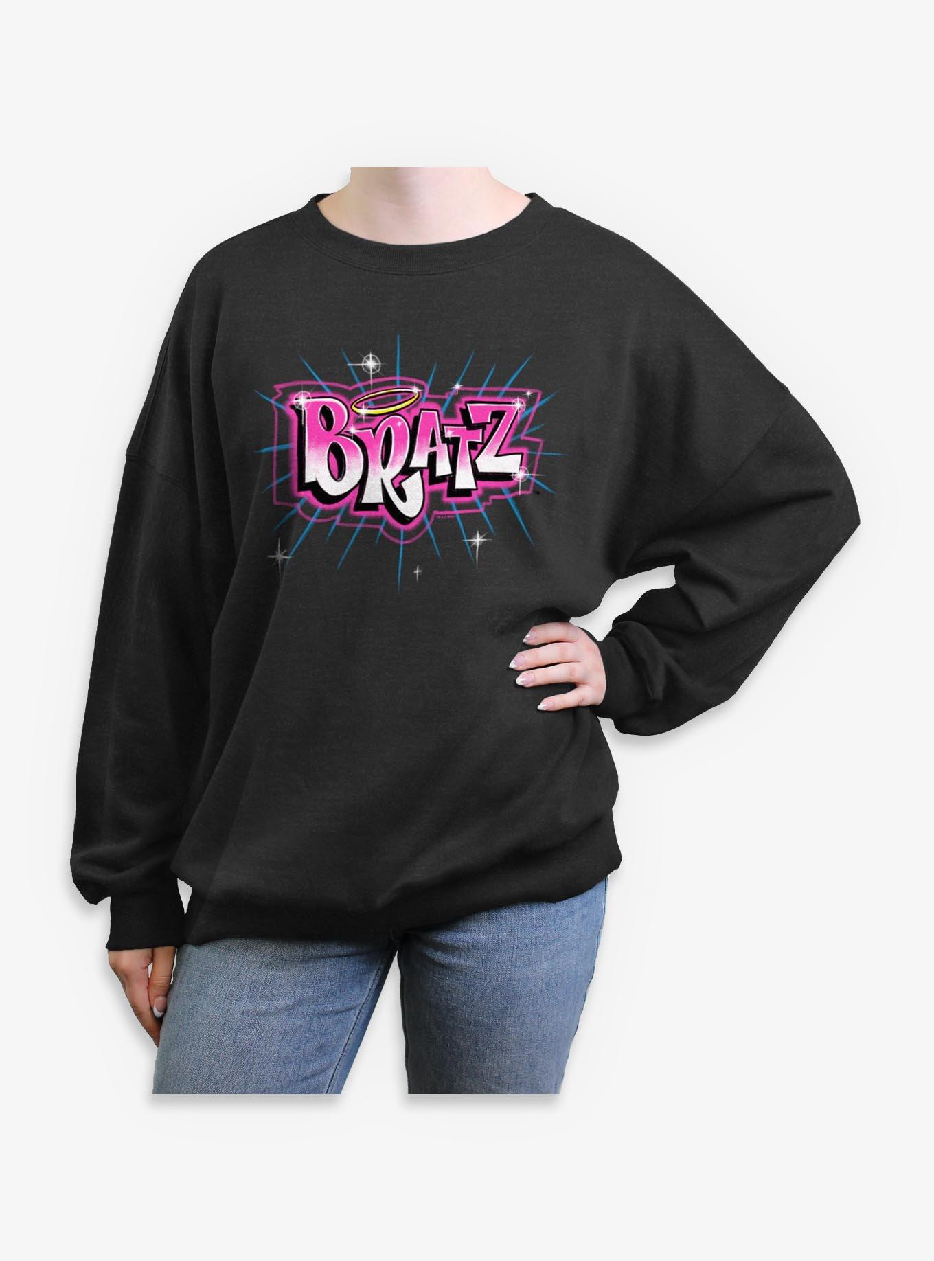 Bratz Logo Spray Paint Womens Oversized Sweatshirt, , hi-res
