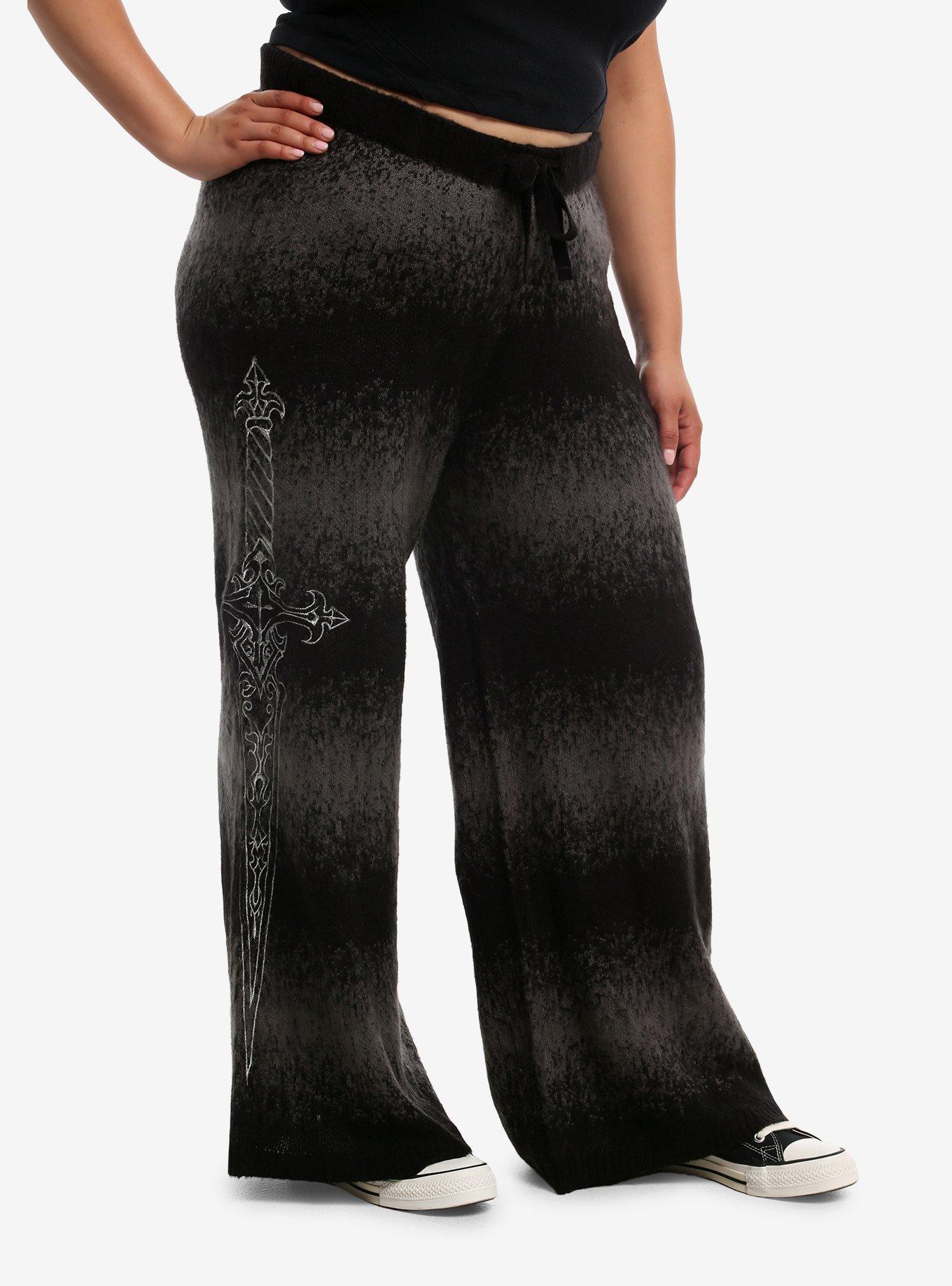 Social Collision Ombré Sword Knit Sweatpants Plus Size