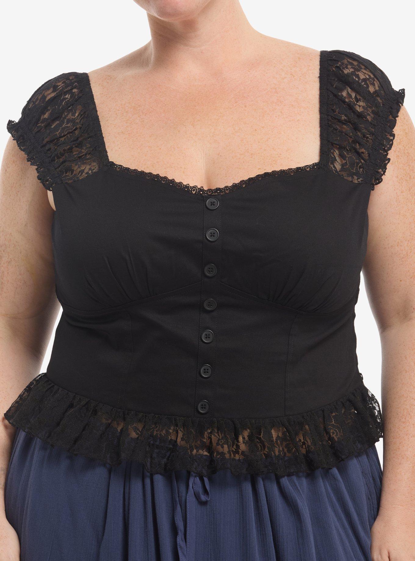 Cosmic Aura Black Lace Bustier Girls Top Plus Size