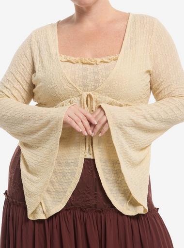 Thorn & Fable Cream Girls Cami & Knit Shrug Set Plus Size | Hot Topic