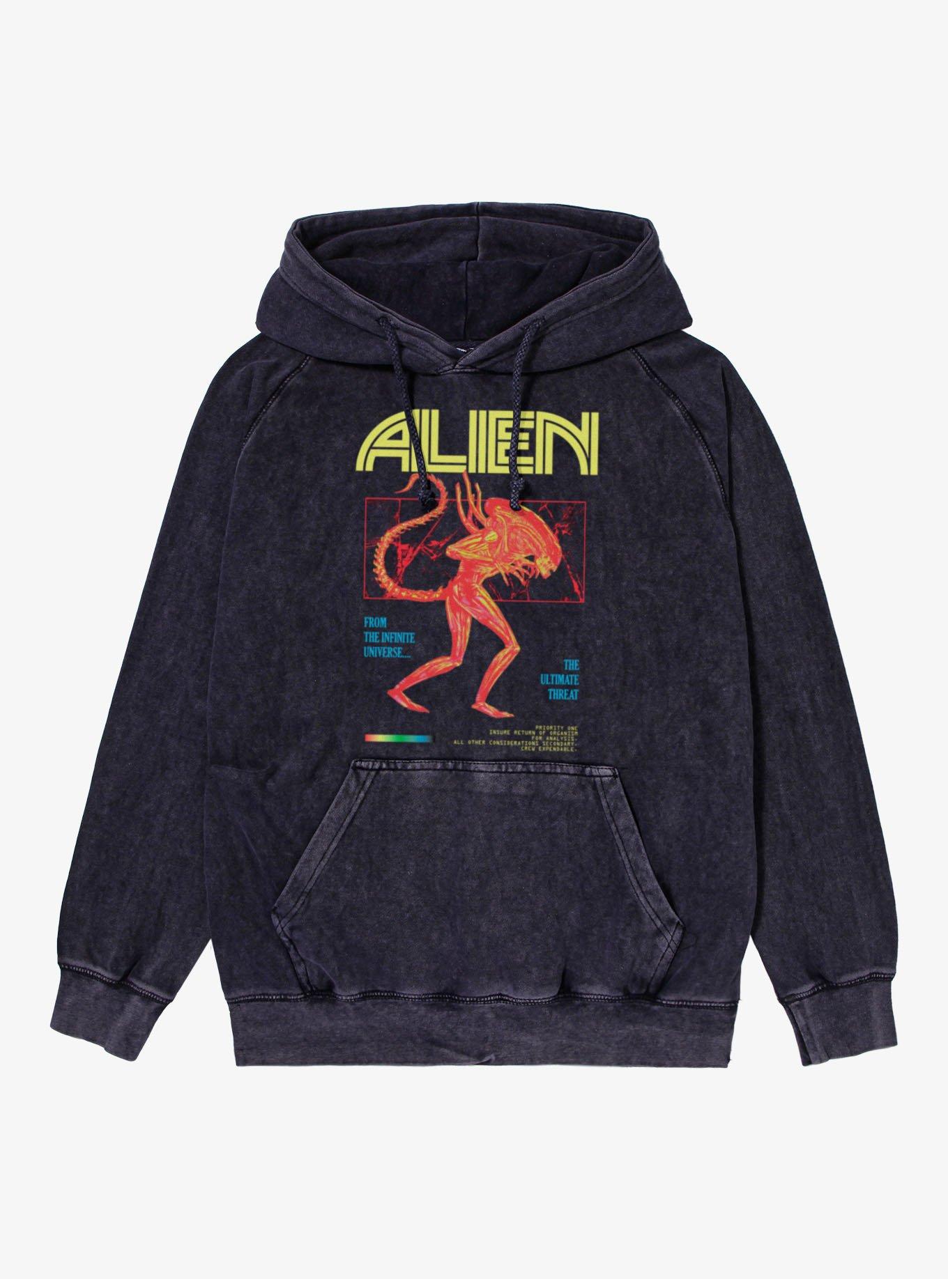 Alien Xenomorph The Ultimate Threat Mineral Wash Hoodie, , hi-res