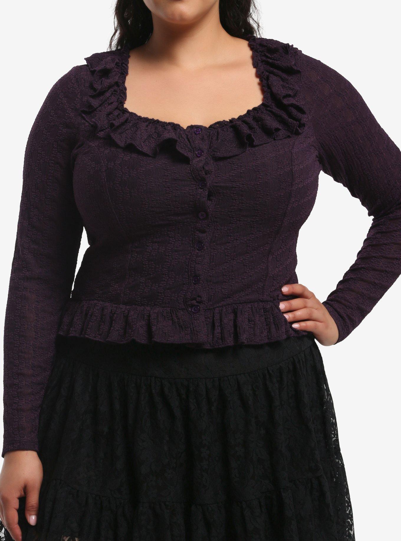 Thorn & Fable Plum Ruffle Girls Long-Sleeve Top Plus Size