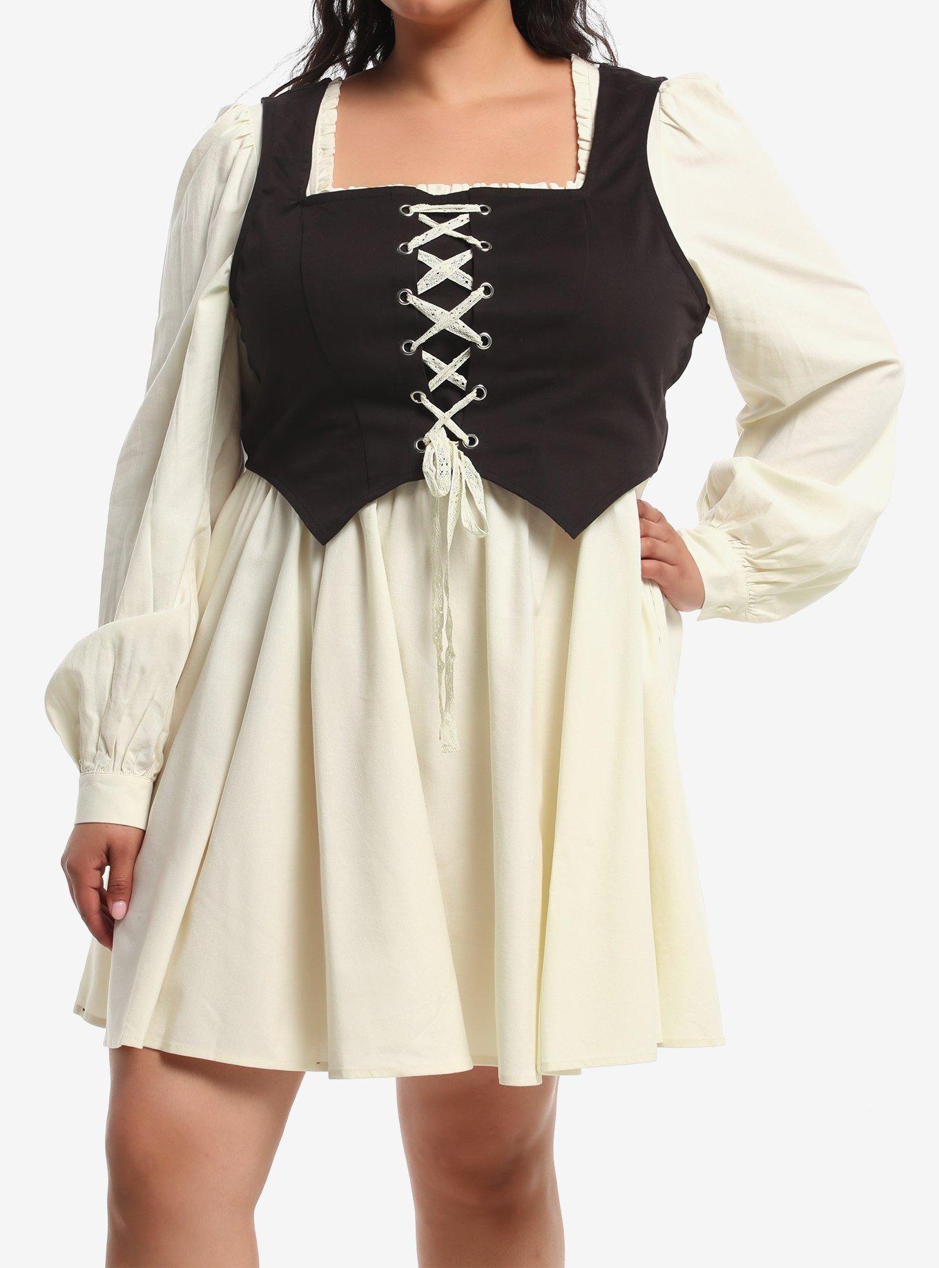 Thorn & Fable Corset Layered Woven Dress Plus Size