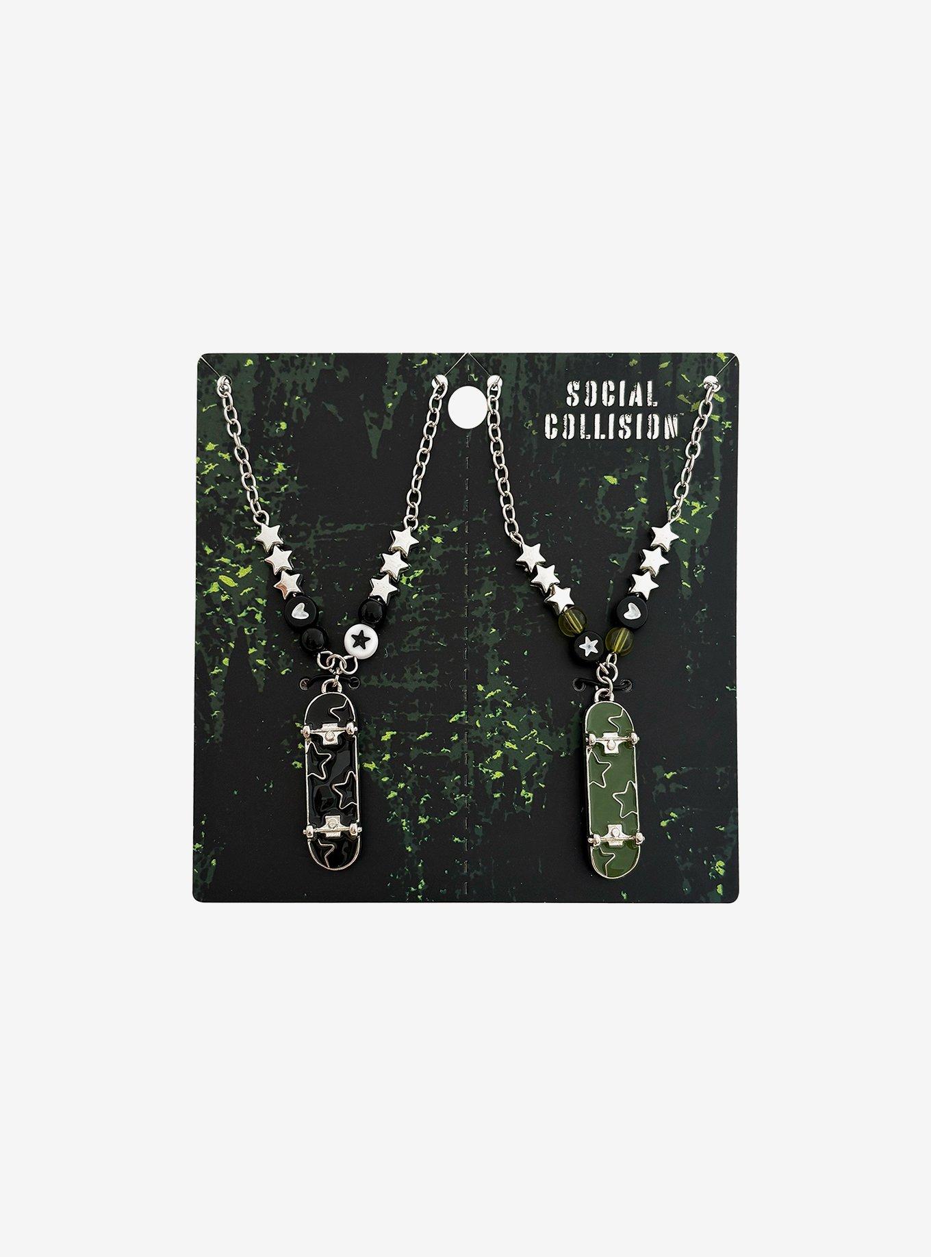 Social Collision Skateboard Bead Best Friend Necklace Set, , hi-res