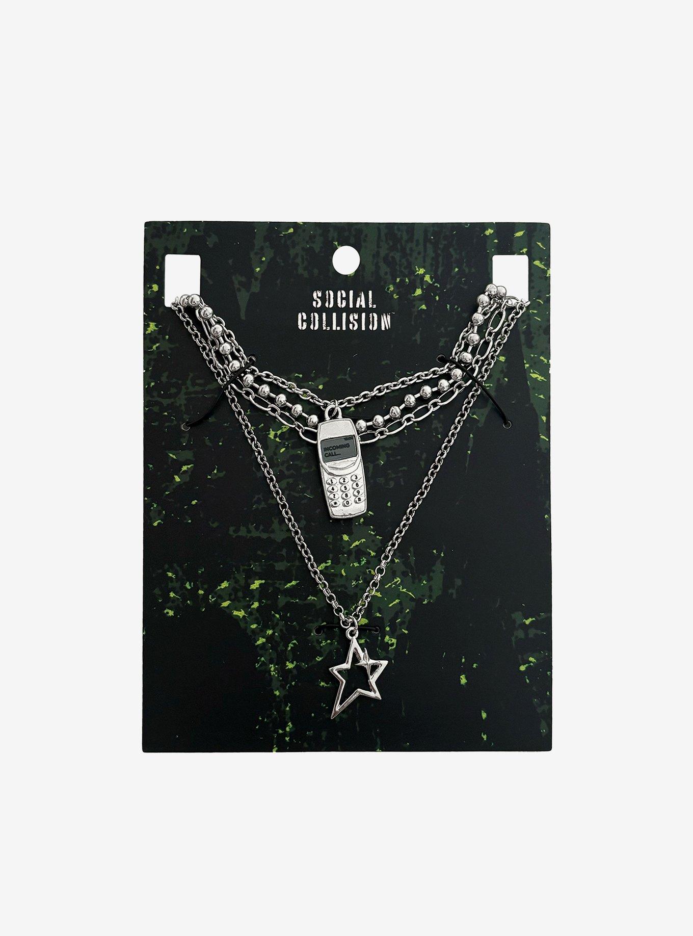 Social Collision Phone Star Necklace Set, , hi-res