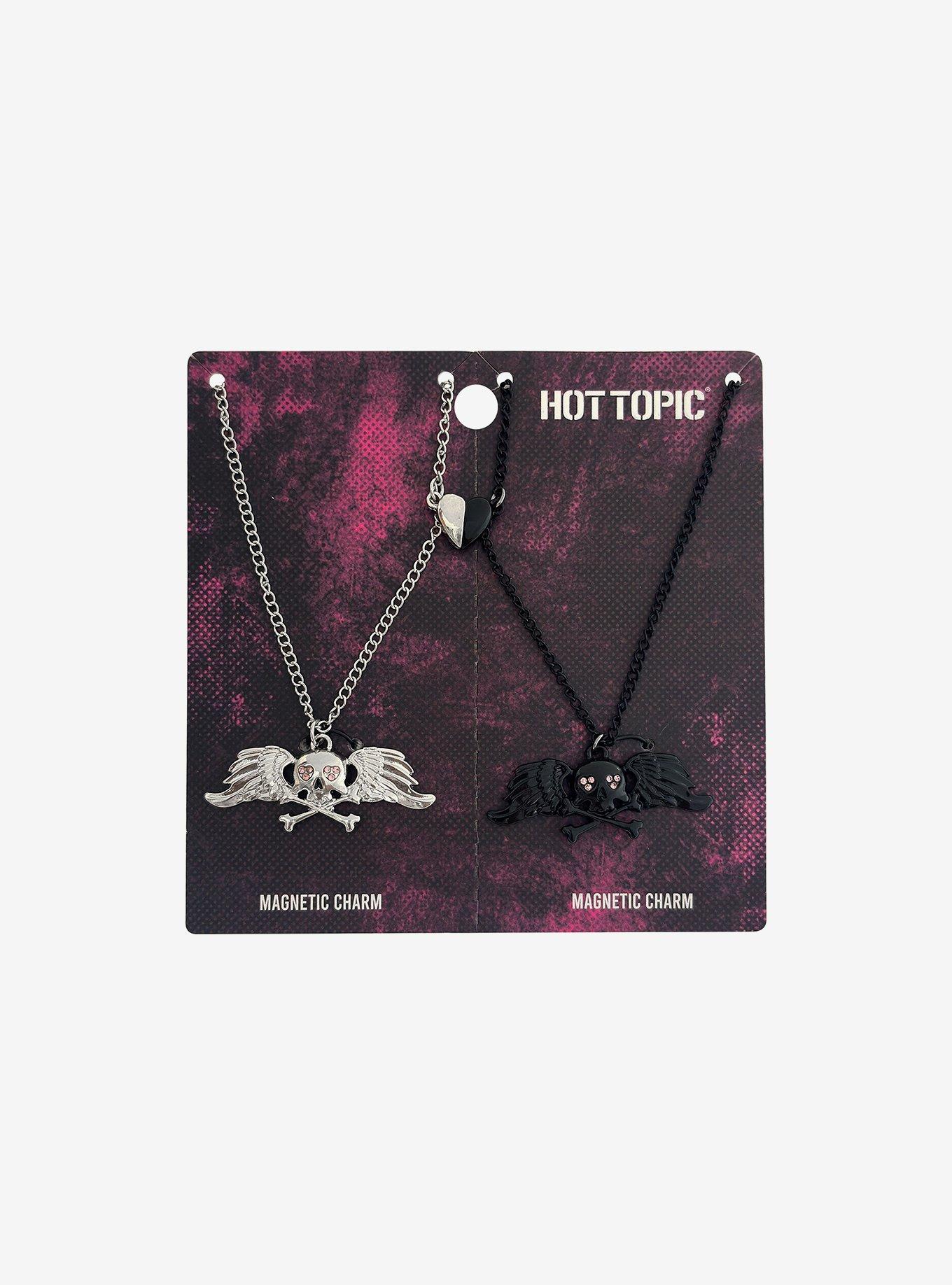 Winged Skull & Crossbones Magnetic Best Friend Necklace Set, , hi-res