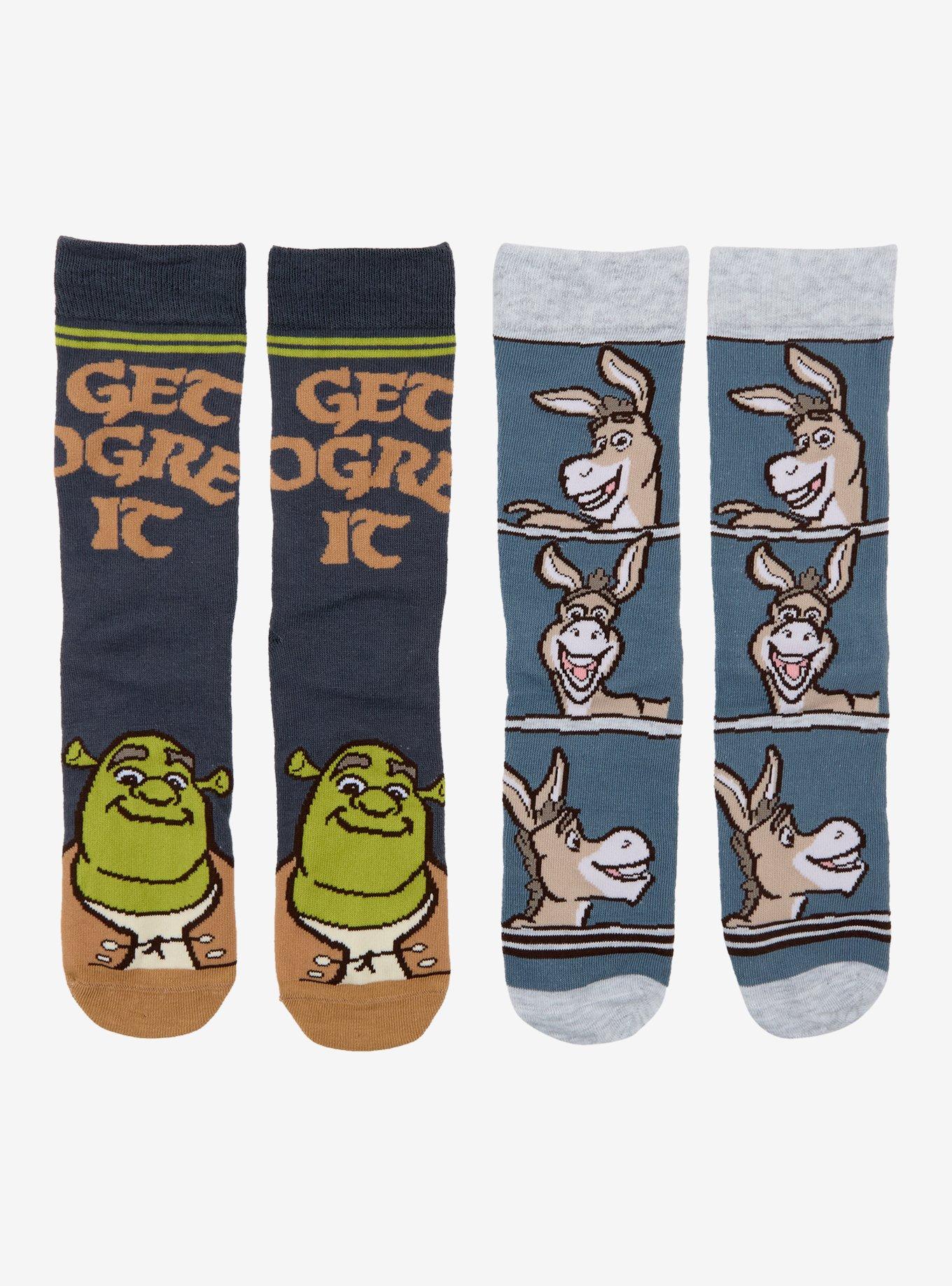 Shrek Ogre & Donkey Crew Socks 2 Pair, , hi-res