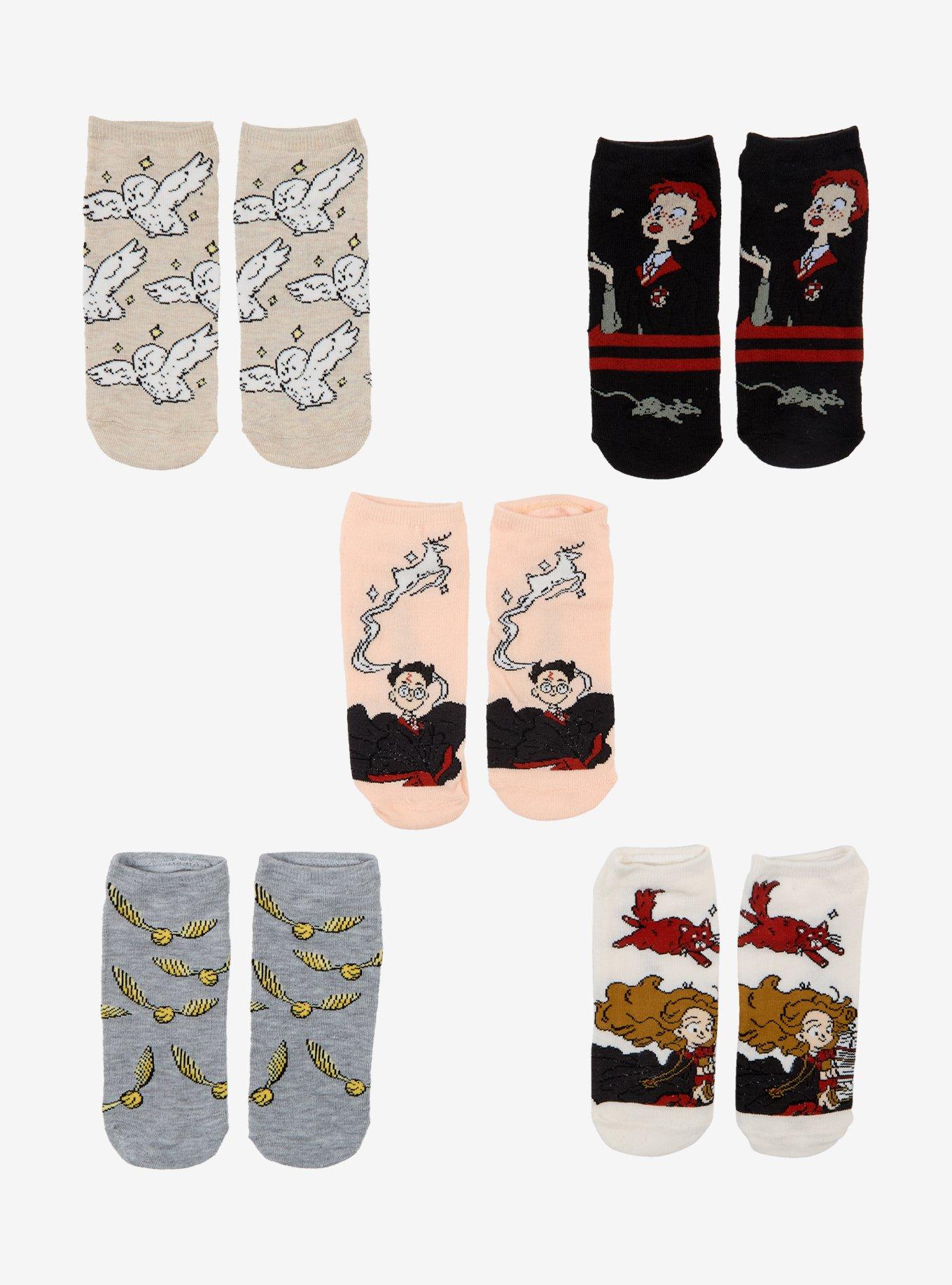 Harry Potter Illustrations No-Show Socks 5 Pair, , hi-res