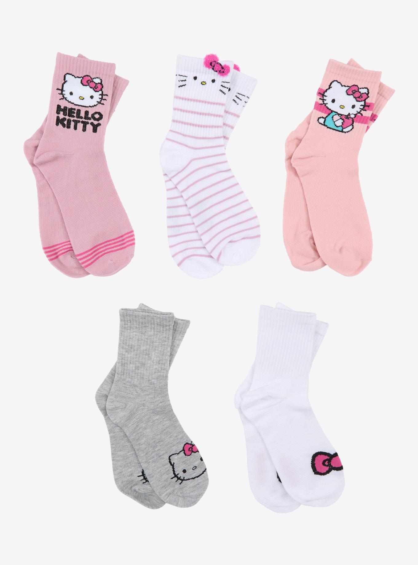 Hello Kitty Face Crew Socks 5 Pair, , hi-res