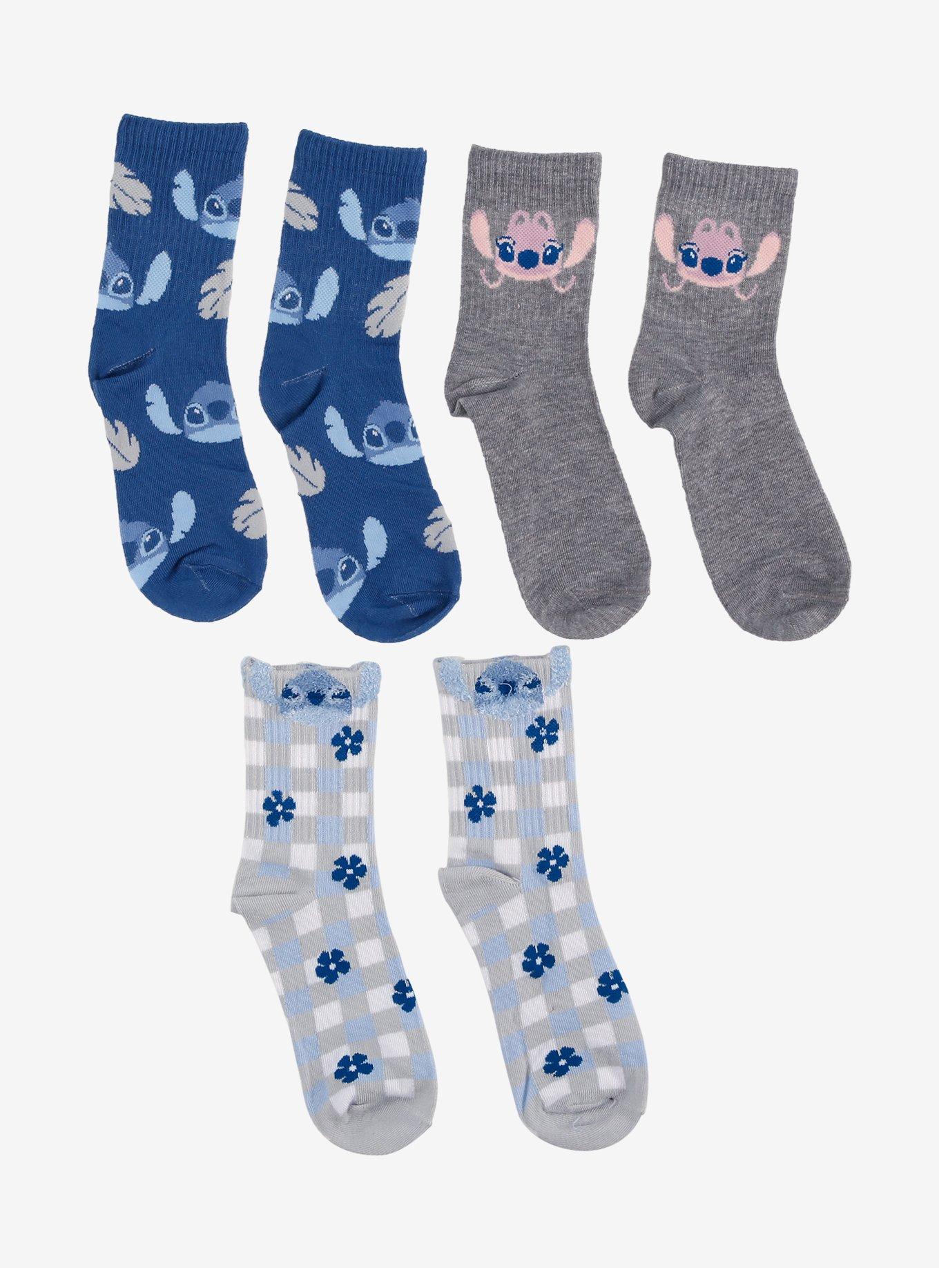 Disney Stitch & Angel Crew Socks 3 Pair, , hi-res