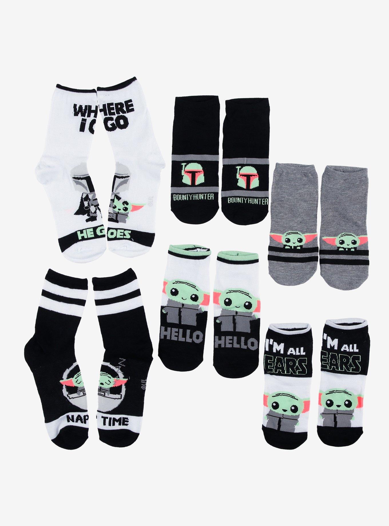 Star Wars The Mandalorian No-Show & Crew Socks 6 Pair, , hi-res