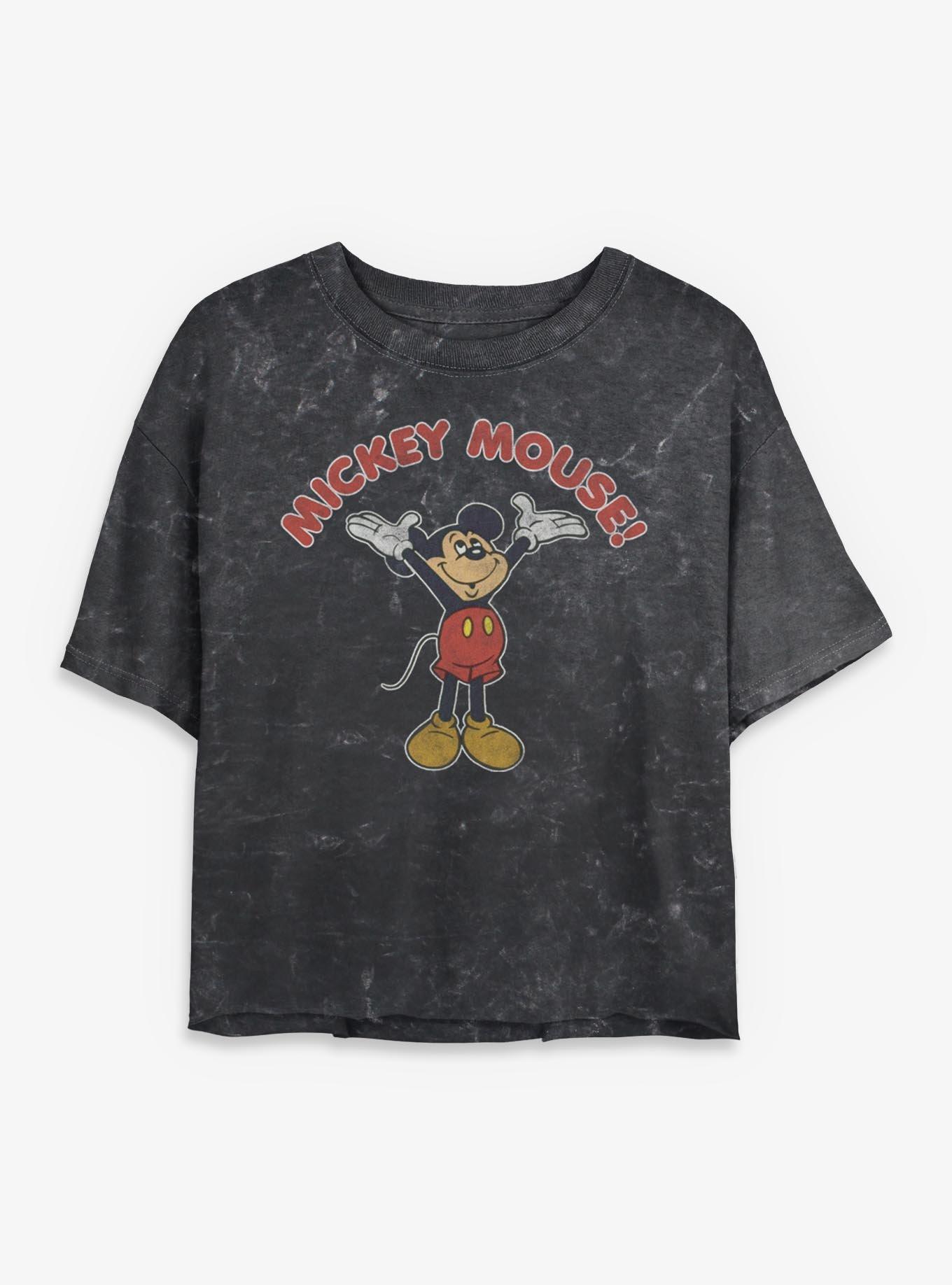 Disney Mickey Mouse Retro Mickey Girls Mineral Wash Crop T-Shirt, , hi-res