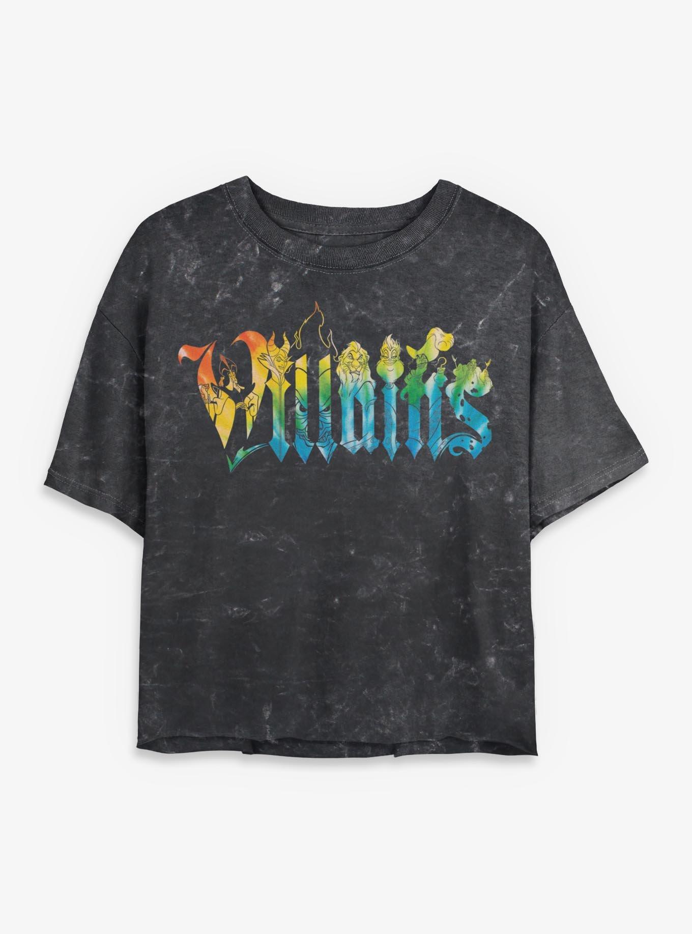 Disney Villains Character Letter Girls Mineral Wash Crop T-Shirt, , hi-res