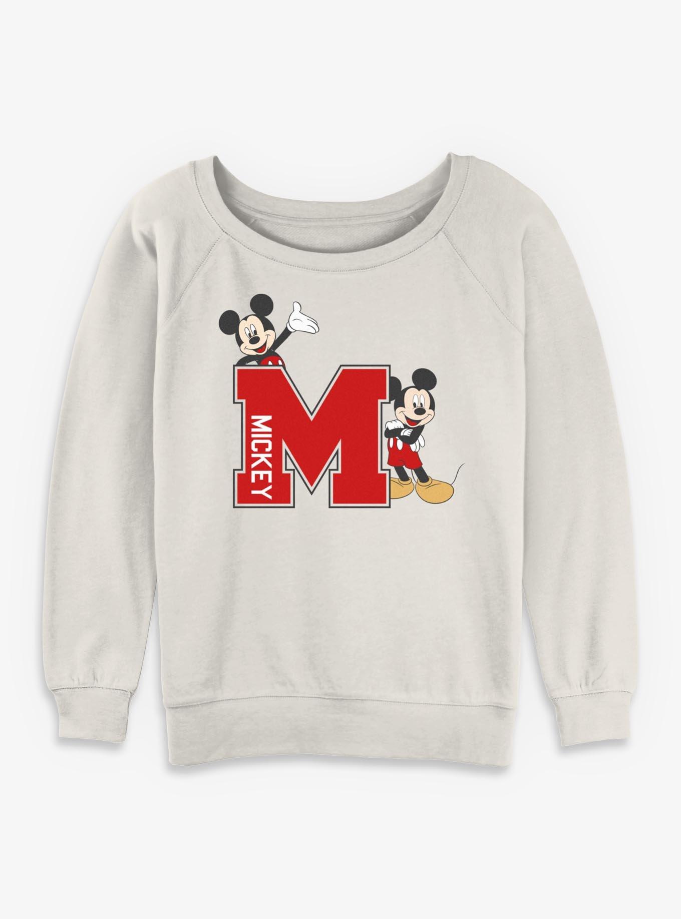Disney Mickey Mouse M Varsity Girls Slouchy Sweatshirt, , hi-res