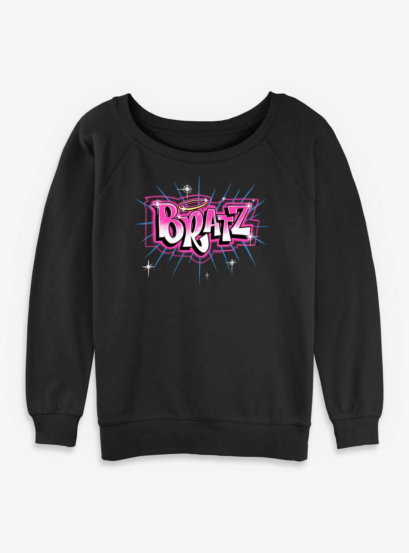 Bratz Logo Spray Paint Girls Slouchy Sweatshirt, , hi-res