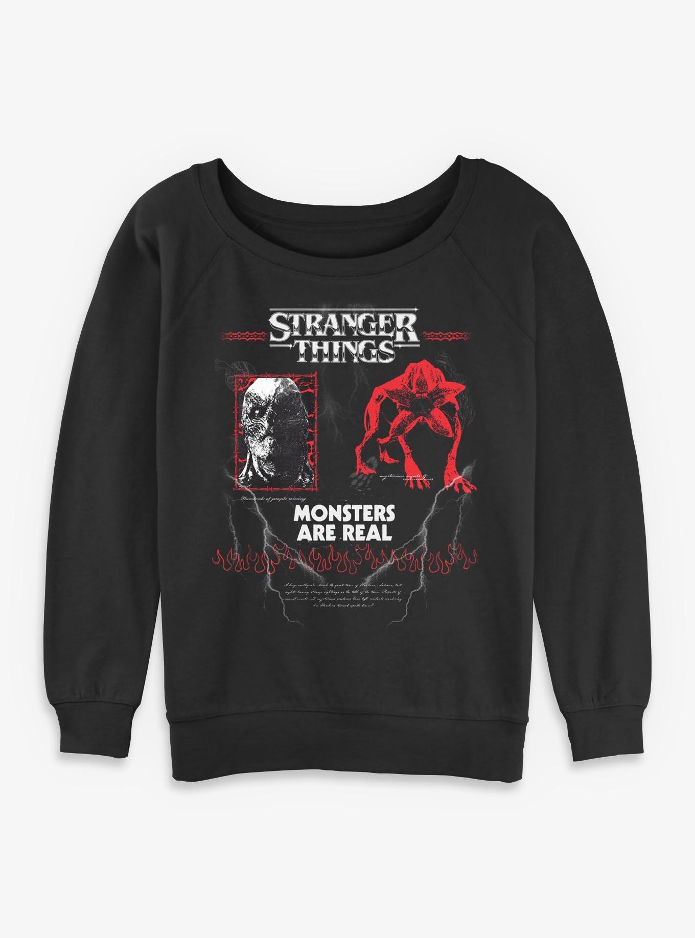Stranger Things Monsters Are Real Girls Slouchy Sweatshirt, , hi-res