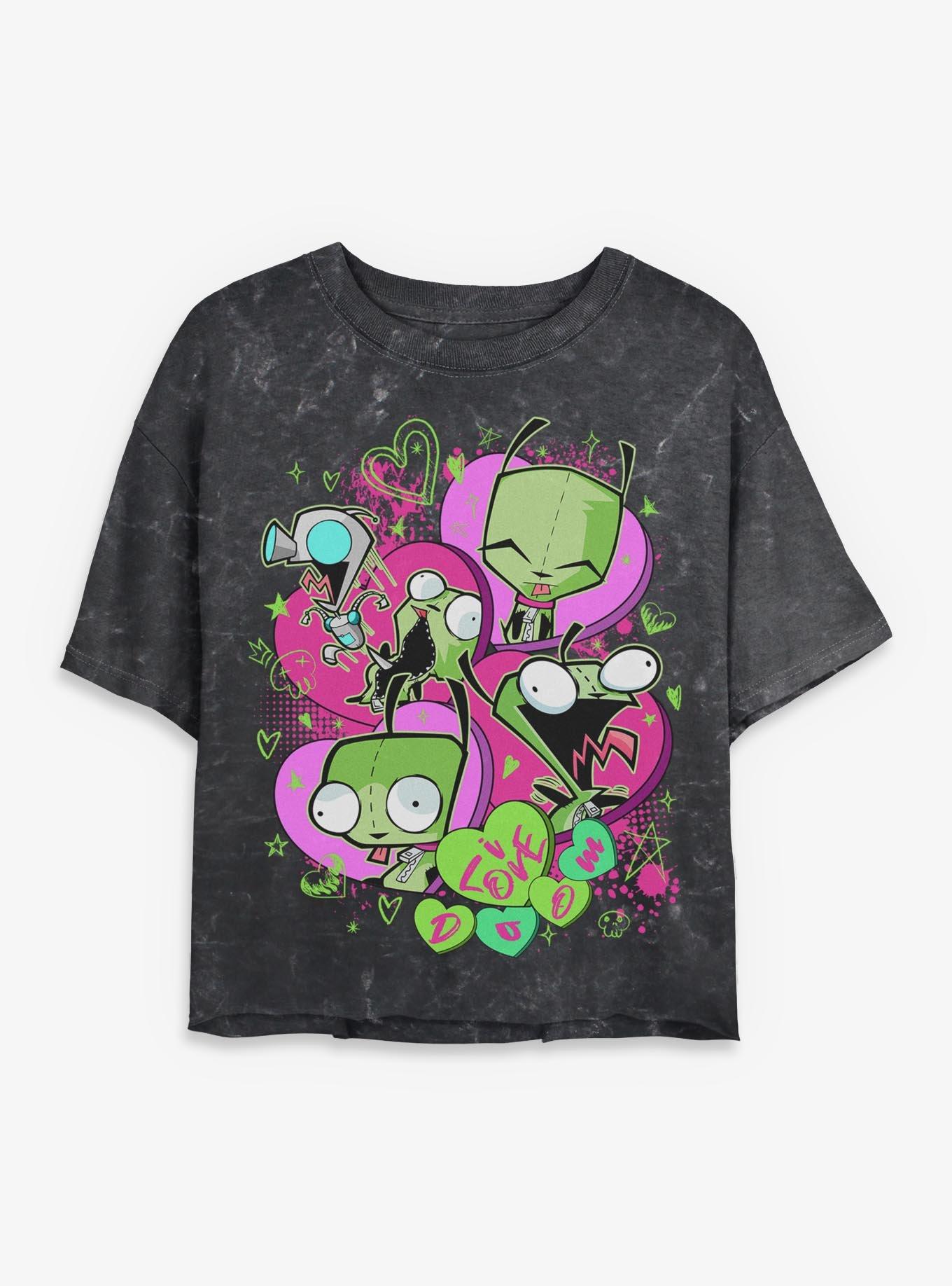 Invader ZIM I Love Doom Gir Girls Mineral Wash Crop T-Shirt, , hi-res
