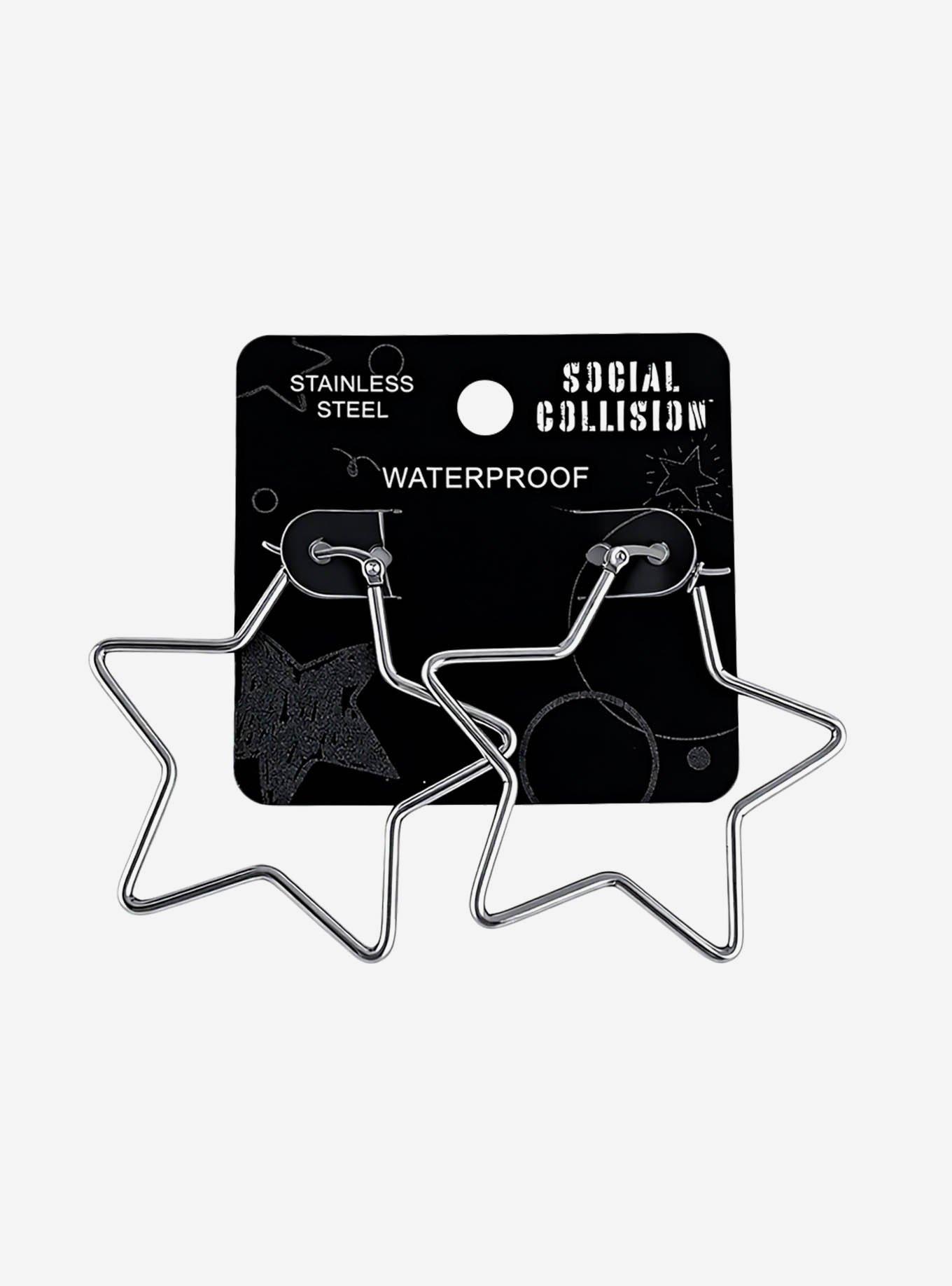 Social Collision Star Hoop Earrings, , hi-res