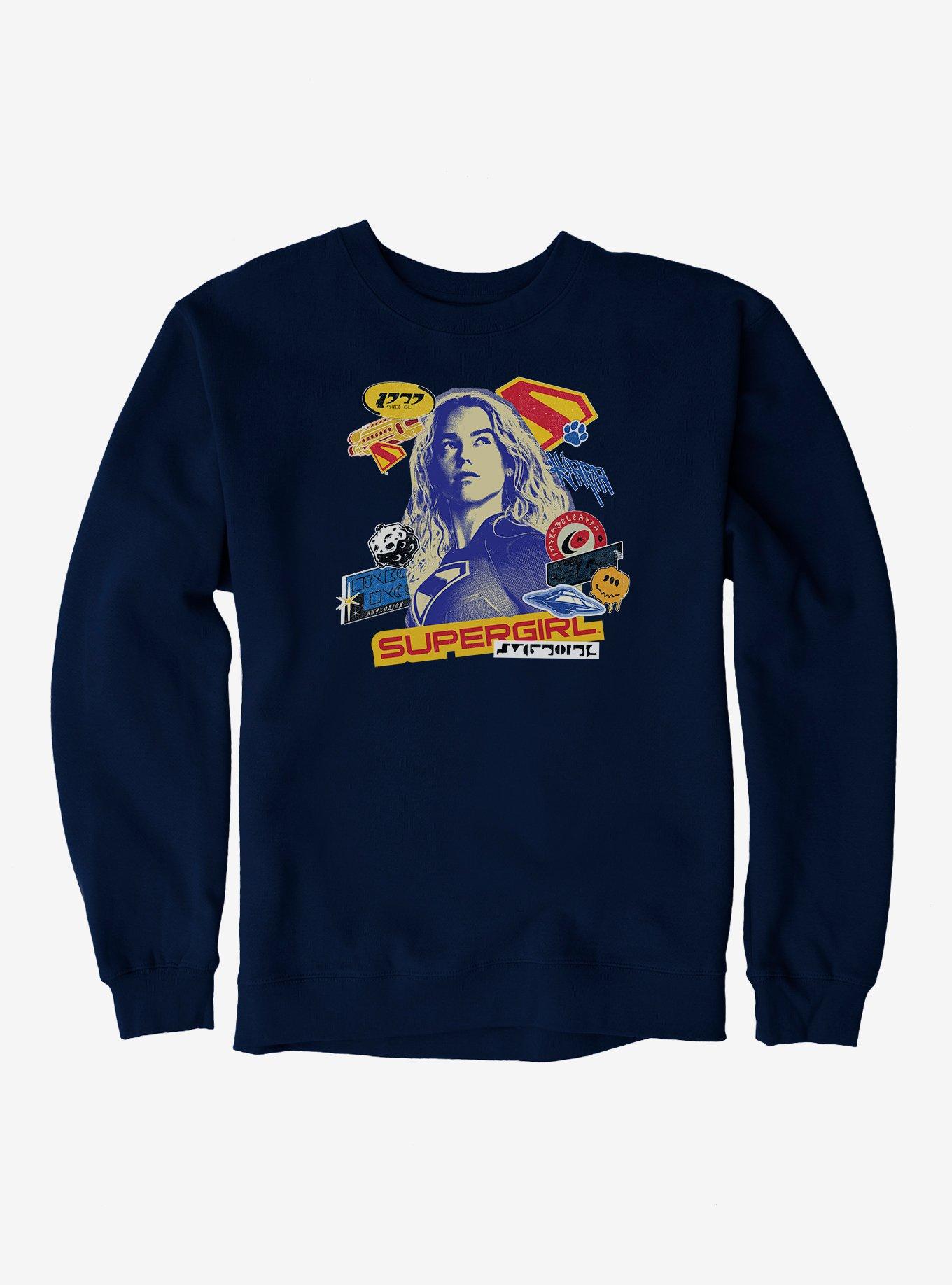 Supergirl Sticker Collage Sweatshirt, , hi-res
