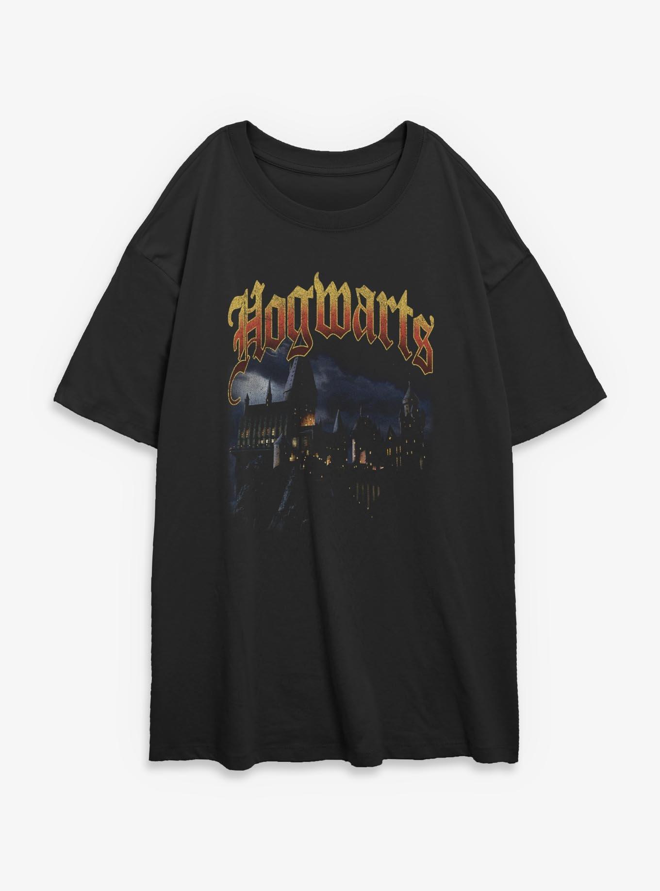 Harry Potter Hogwarts Castle At Night Girls Oversized T-Shirt, , hi-res