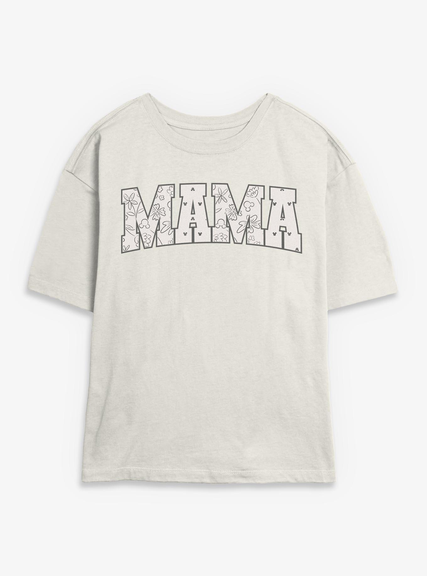 Disney Mickey Mouse Mama Floral Head Pattern Fill Womens Skimmer T-Shirt, , hi-res