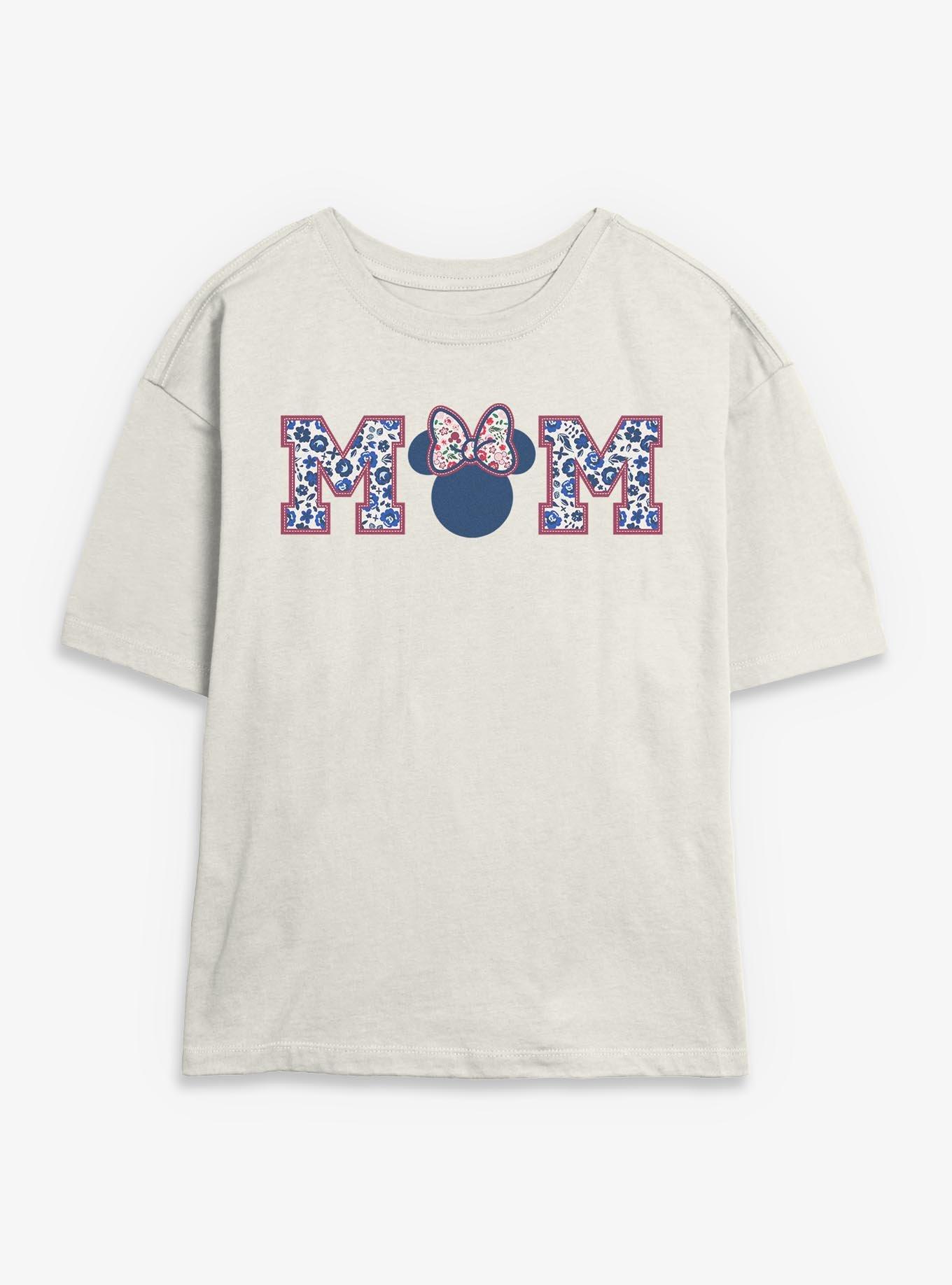 Disney Minnie Mouse Mom Collegiate Flower Print Womens Skimmer T-Shirt, , hi-res