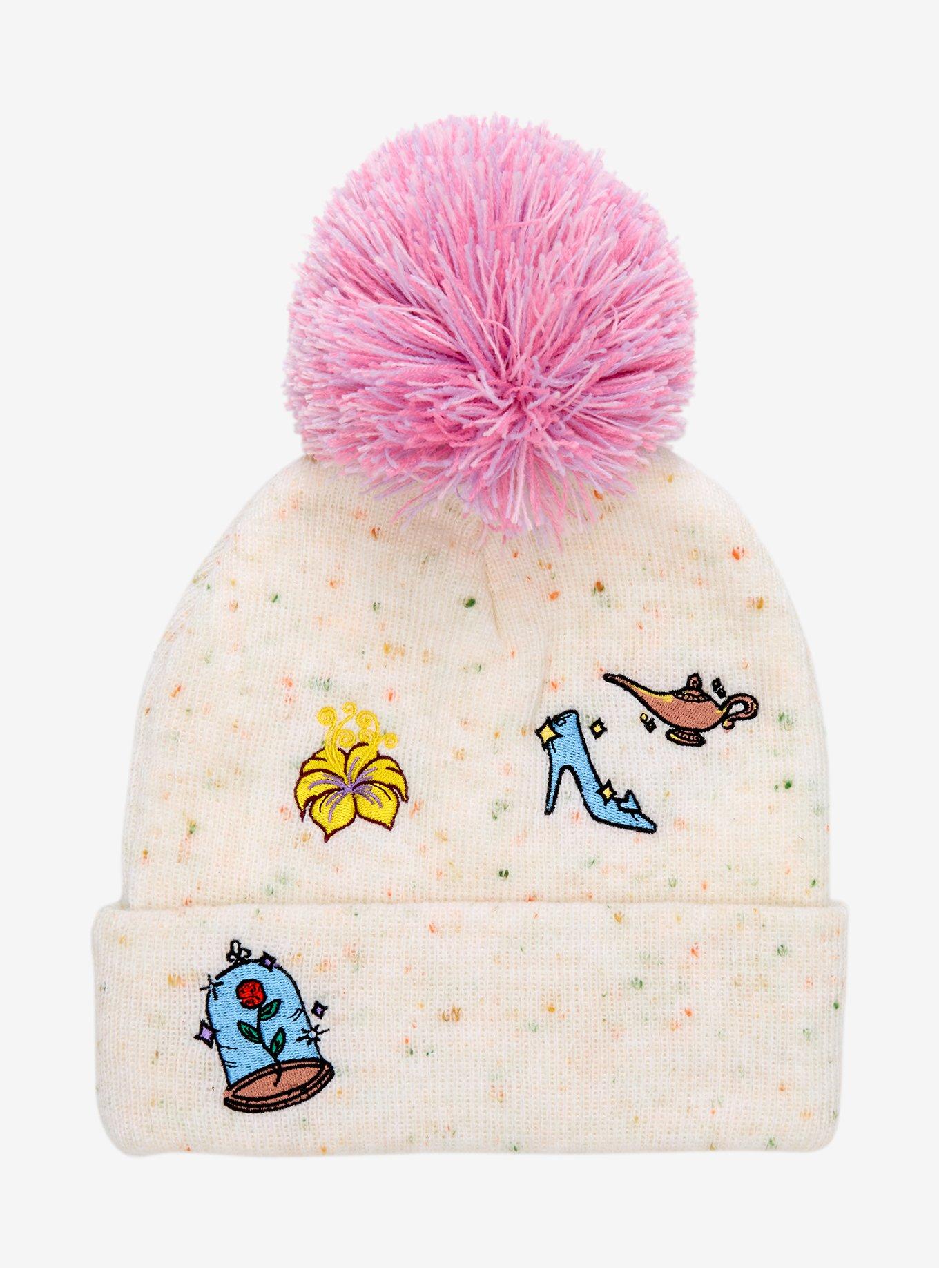 Disney Princess Embroidered Icons Pom Pom Beanie - BoxLunch Exclusive