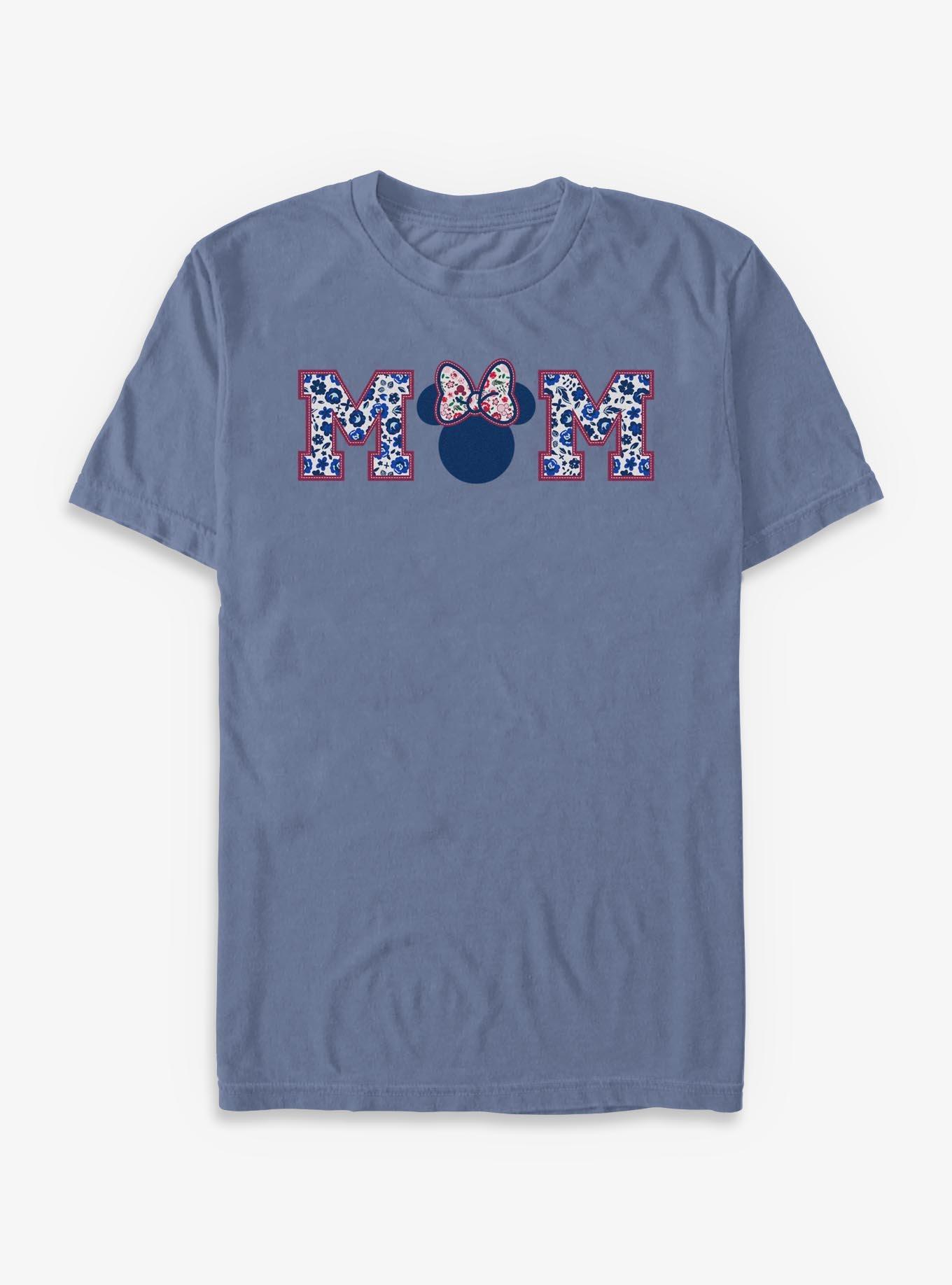 COMFORTCOLORS Disney Minnie Mouse Mom Flower Pattern Collegiate Garment Dye T-Shirt