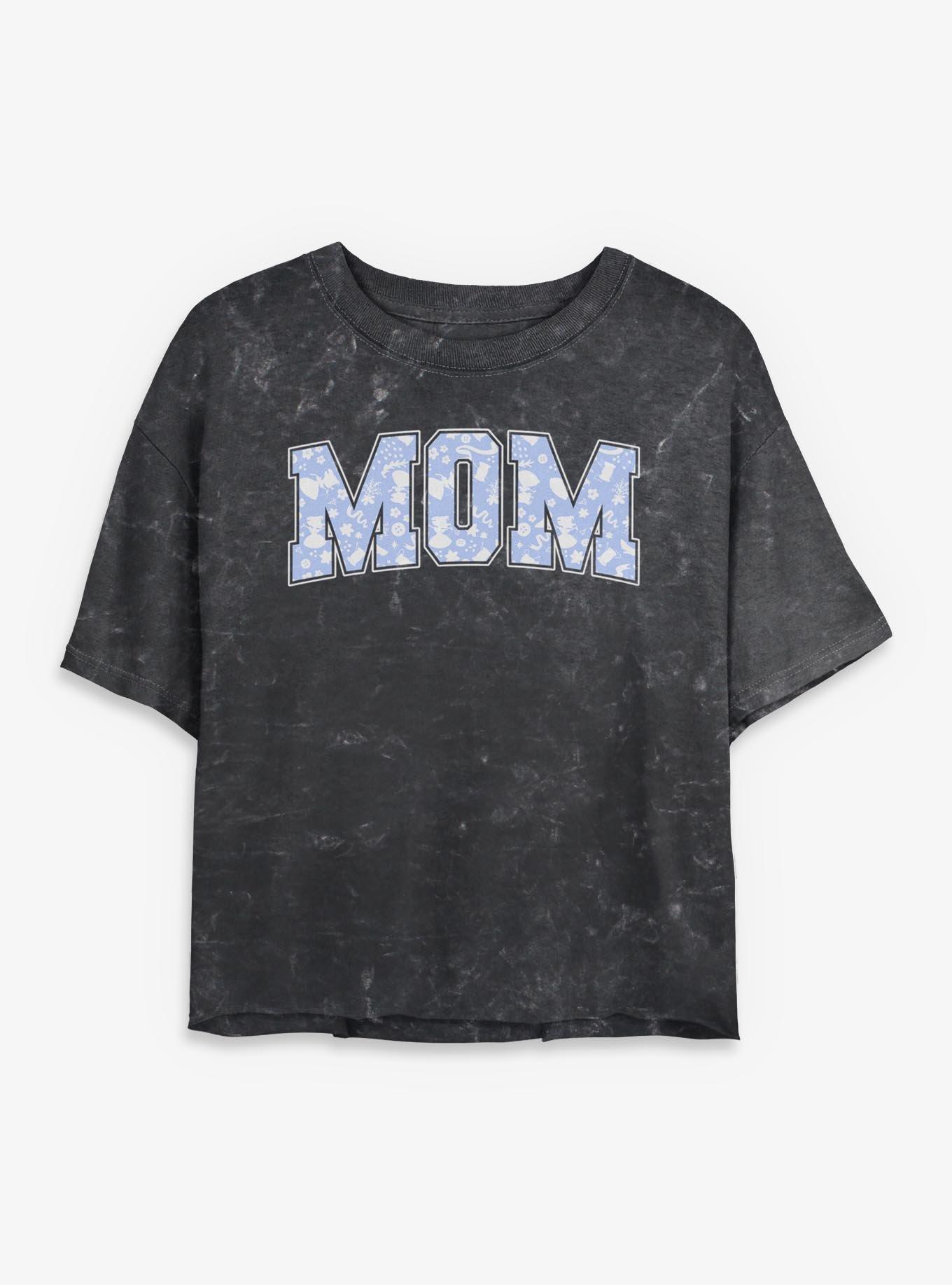 Disney Princesses Mom Collegiate Pattern Girls Mineral Wash Crop T-Shirt, , hi-res
