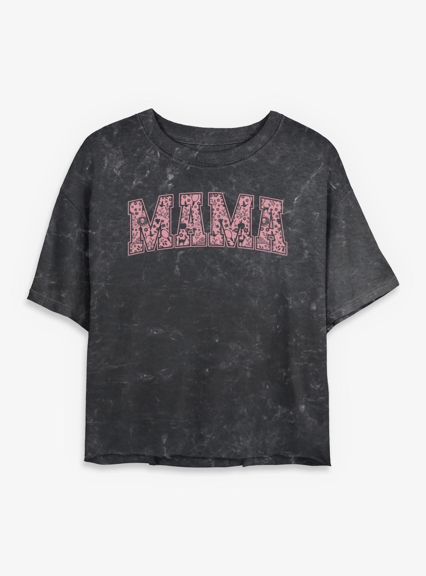 Disney Princesses Mama Collegiate Pattern Girls Mineral Wash Crop T-Shirt, , hi-res