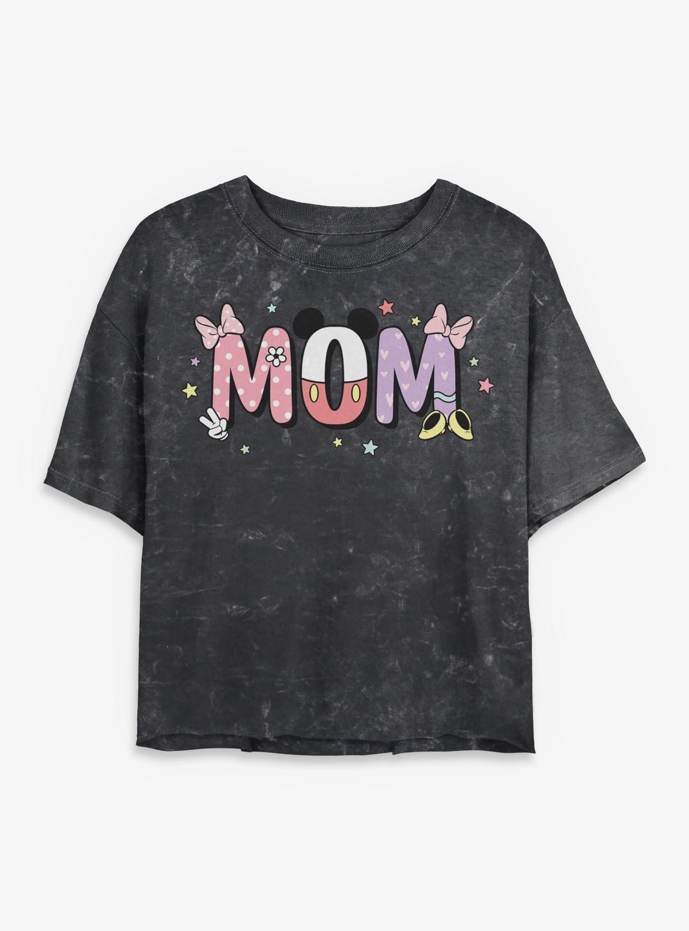 Disney Mickey Mouse & Minnie Mom Girls Mineral Wash Crop T-Shirt, , hi-res
