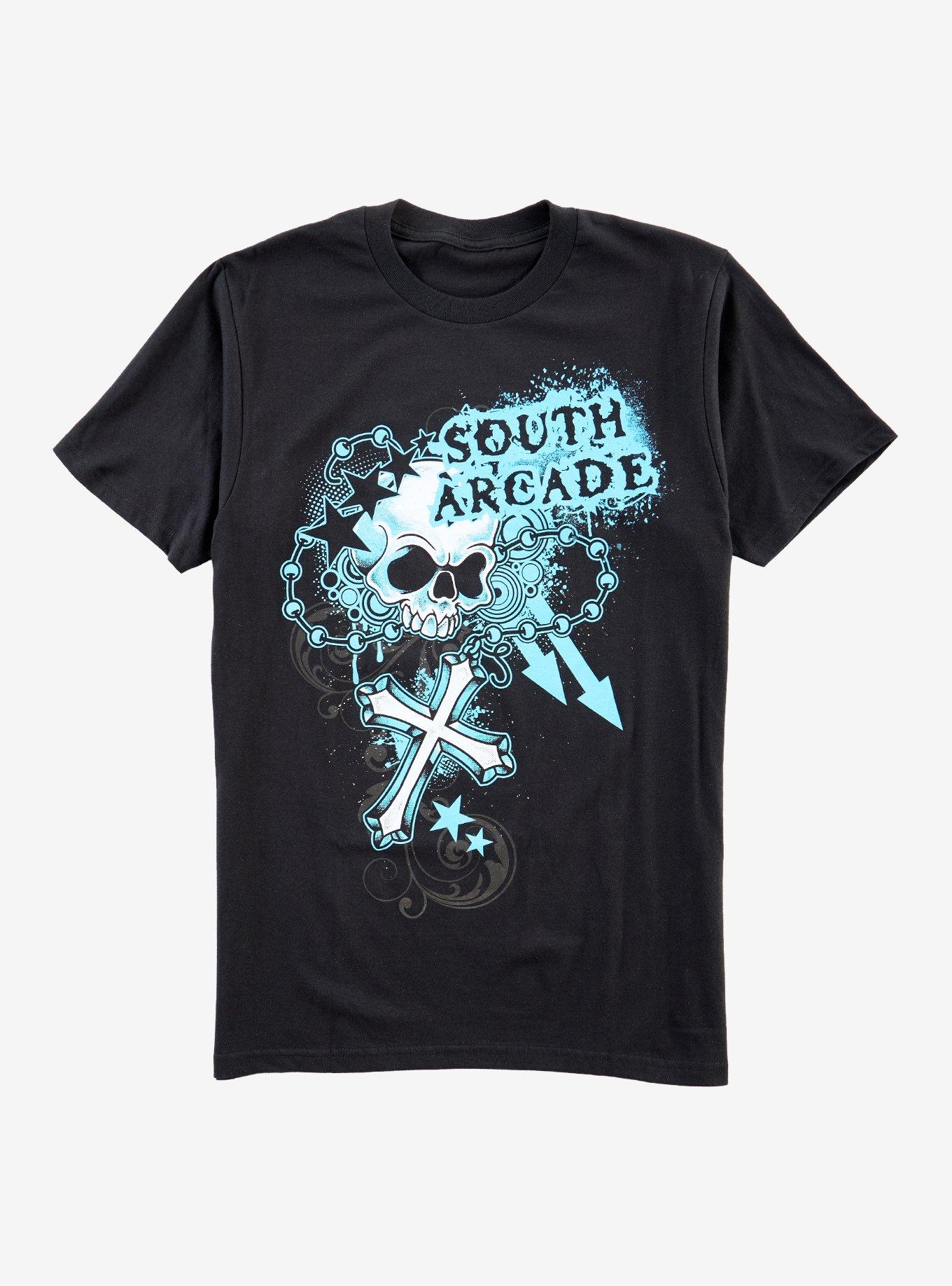 South Arcade Blue Skull T-Shirt | Hot Topic