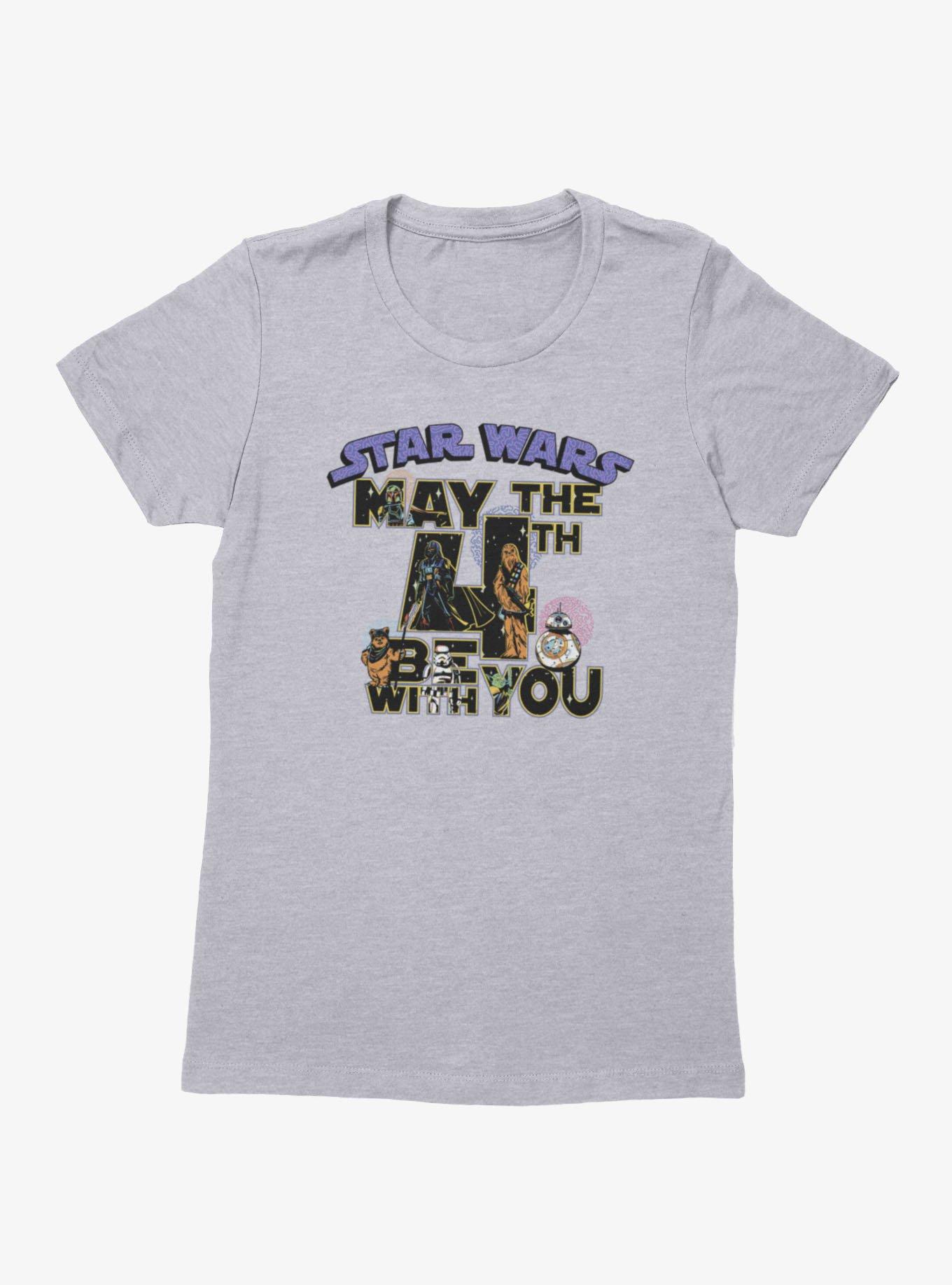Star Wars May The 4th Be With You Character Text Fill Pattern Womens T-Shirt