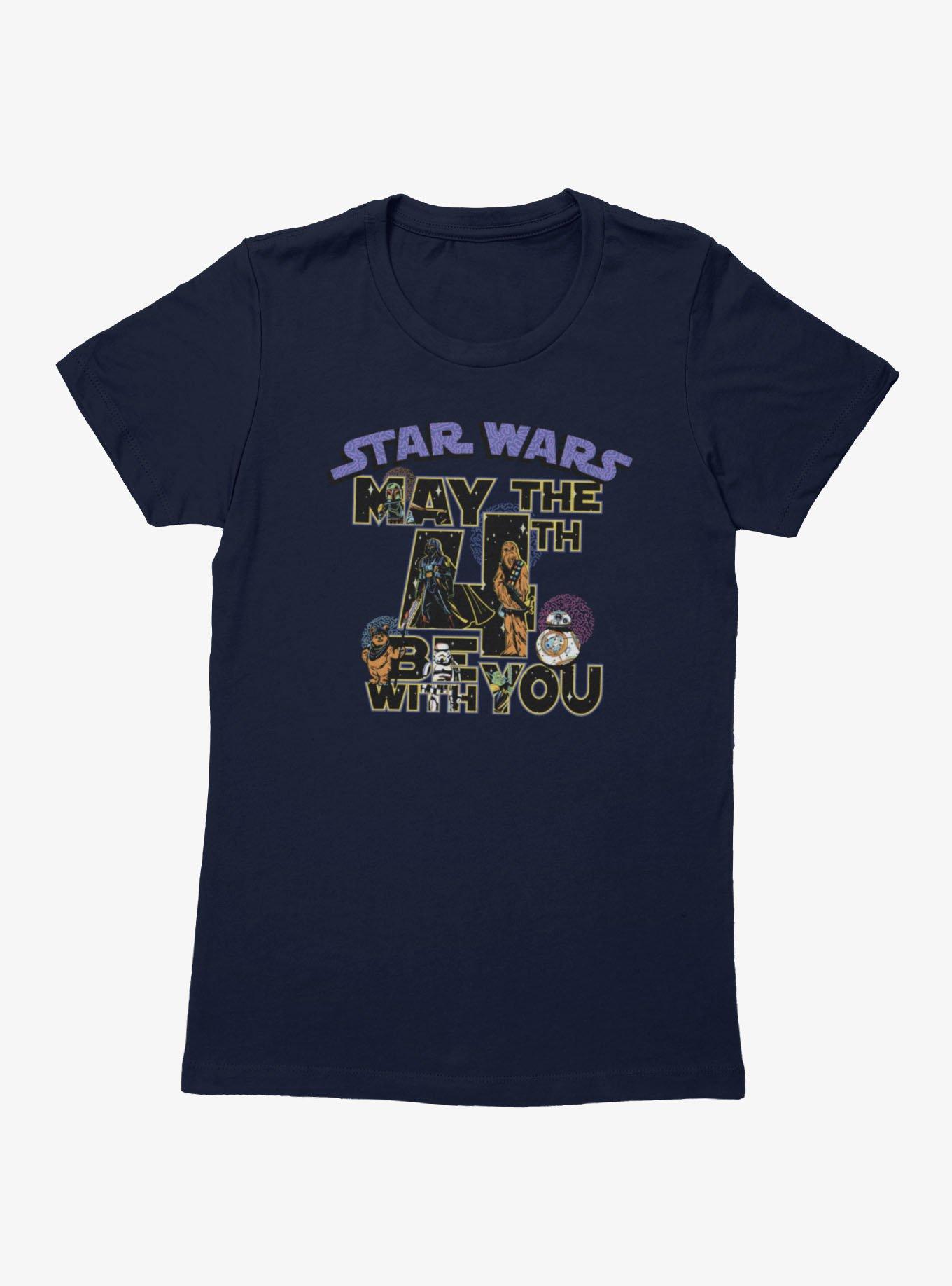Star Wars May The 4th Be With You Character Text Fill Pattern Womens T-Shirt