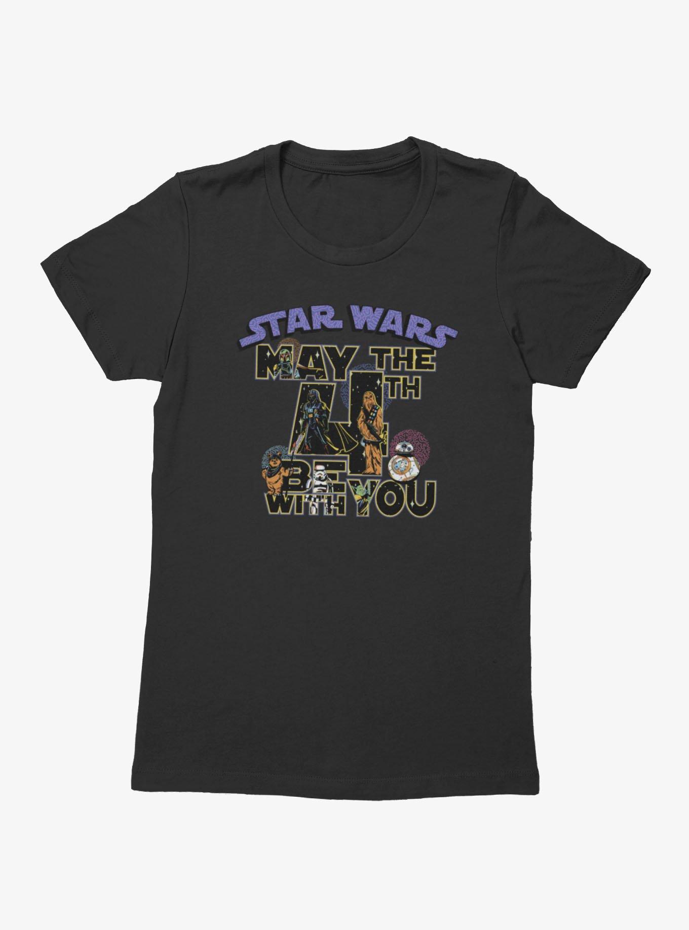 Star Wars May The 4th Be With You Character Text Fill Pattern Womens T-Shirt