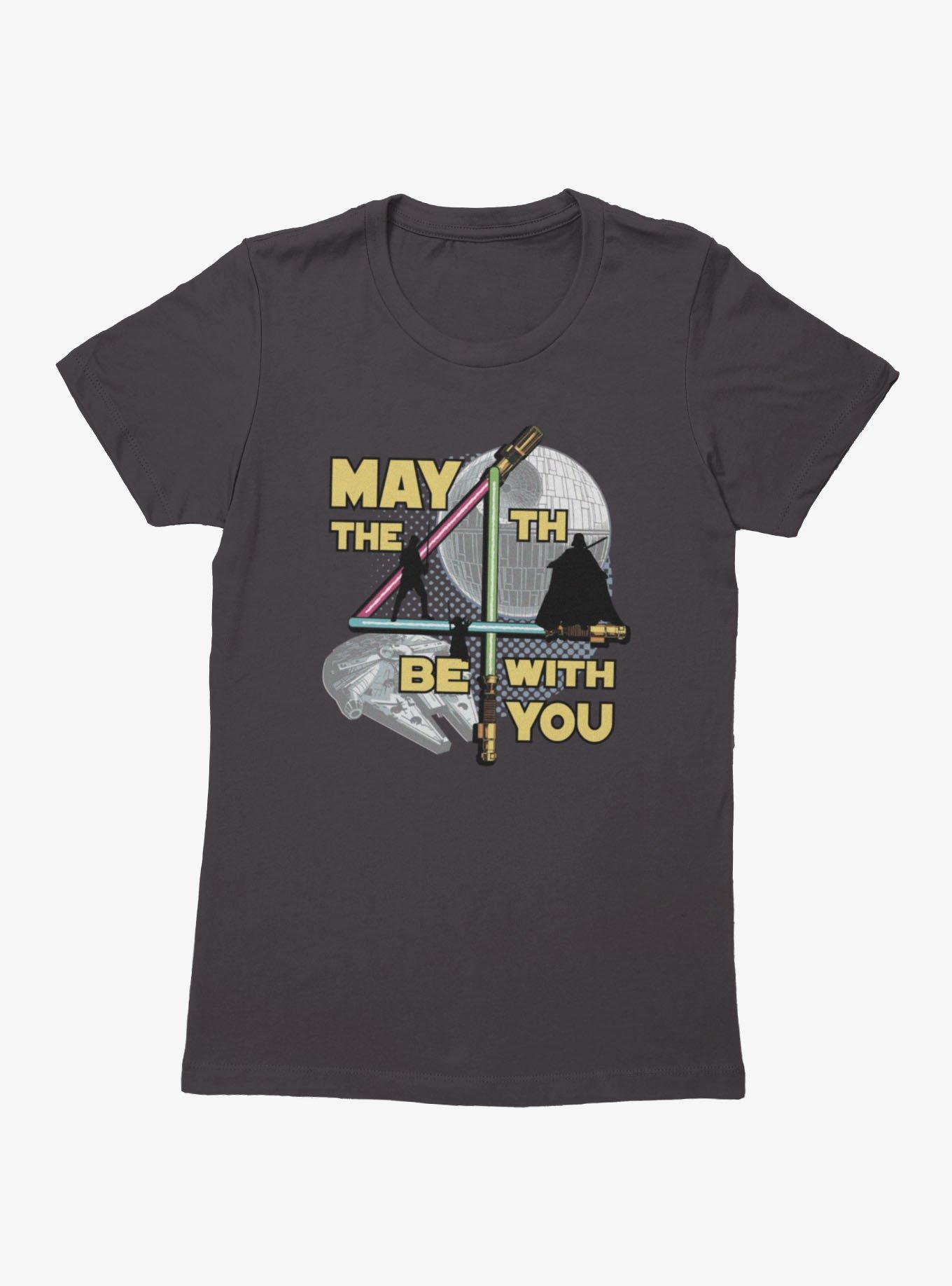 Star Wars May The 4th Be With You Lightsaber 4 Silhouettes Womens T-Shirt