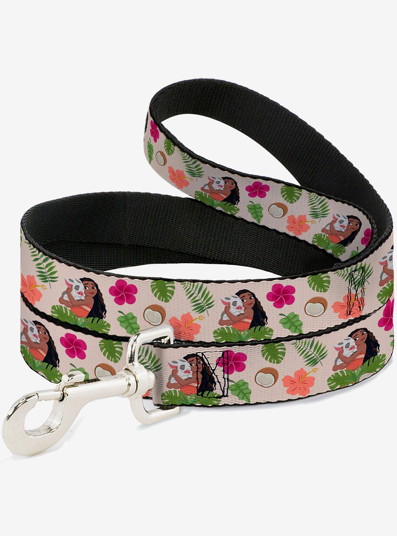 Disney Moana Hugging Pua Pose and Tropical Flora Dog Leash, BEIGE, hi-res