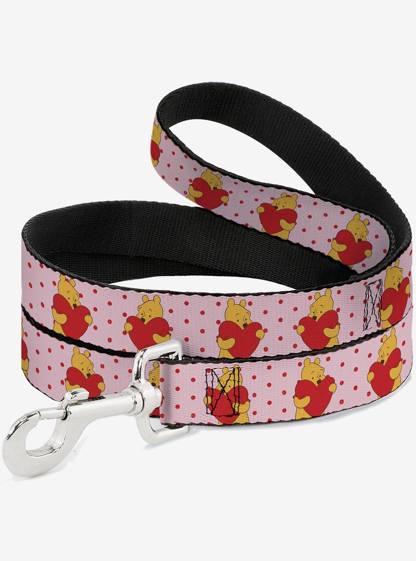 Disney Winnie The Pooh Hugging Heart Valentines Day Pose Dog Leash, PINK, hi-res